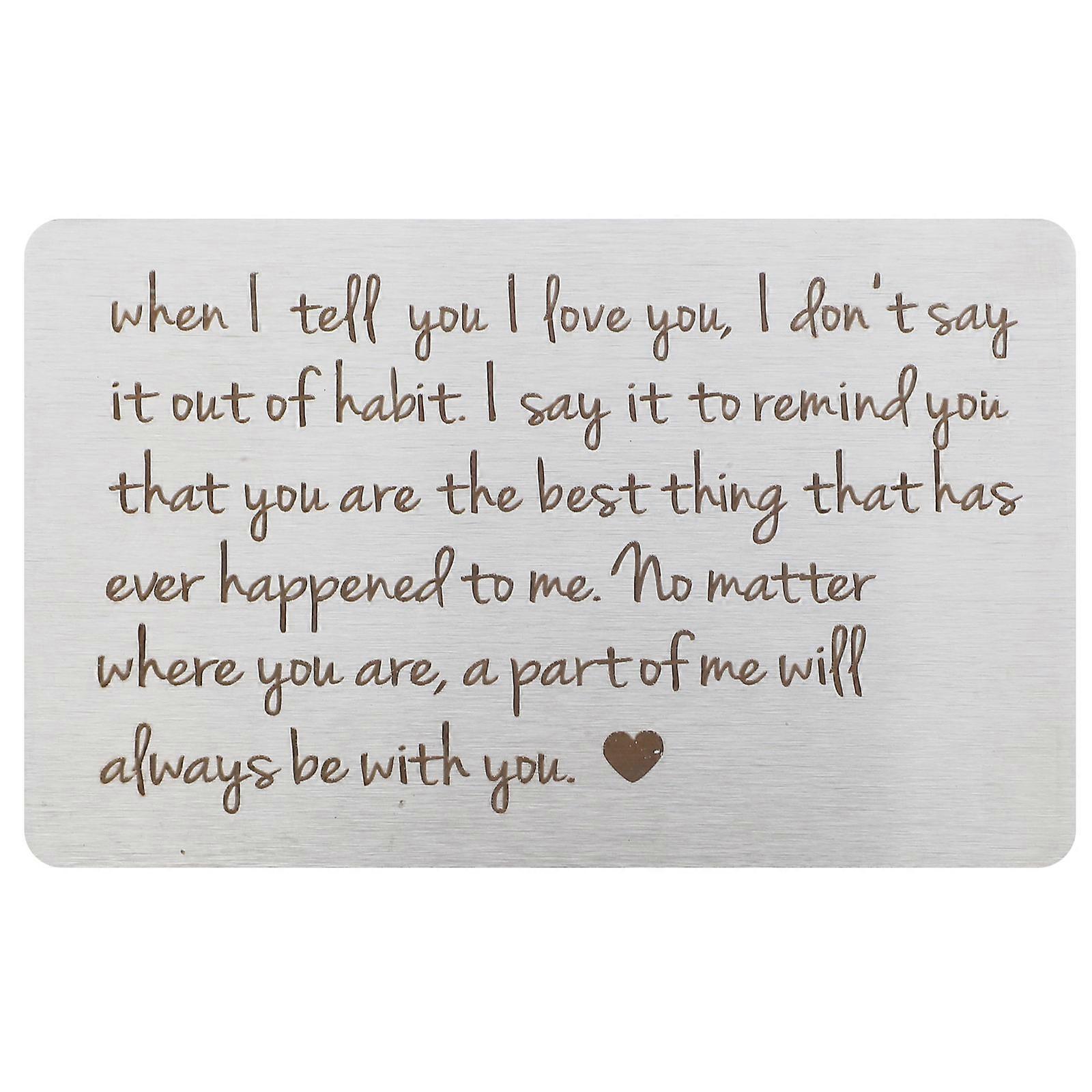 Stainless Steel Wallet Insert Card for Anniversary with Engraved Design