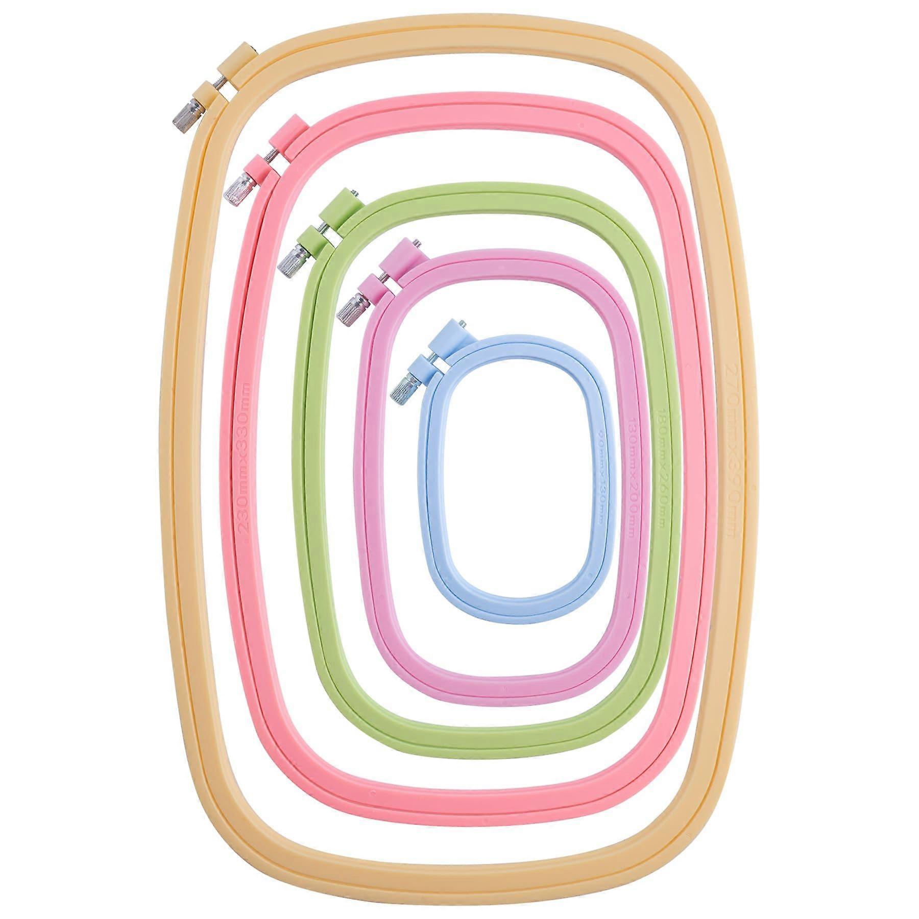 5 Piece Embroidery Hoop Set with 5 Sizes Square, Plastic Frame, Sewing Tool (MultiColour)