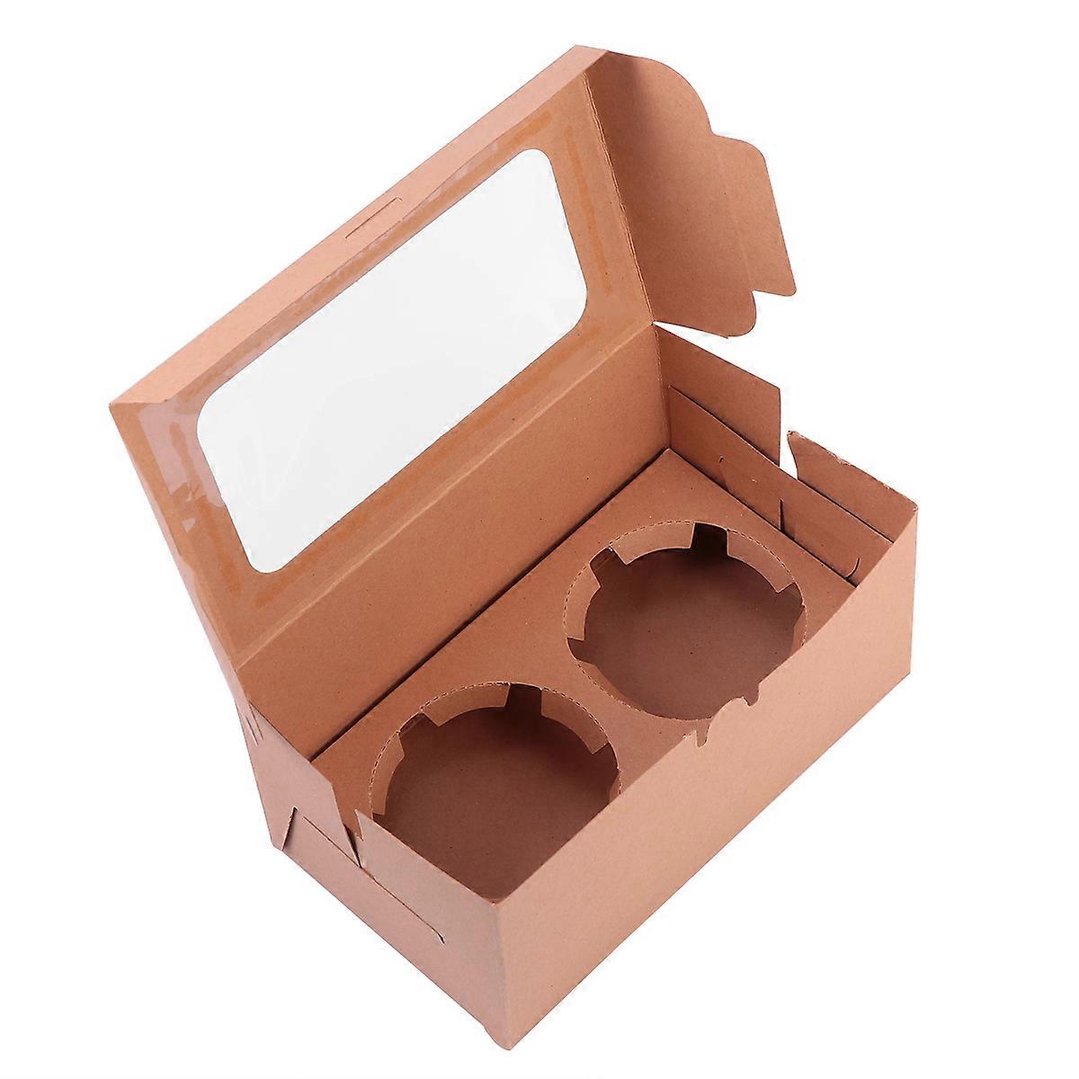Small Bakery Boxes Cupcake Packing Box Pastry Container Waterproof 16x9x7.5cm Food Grade Paper 10Pcs