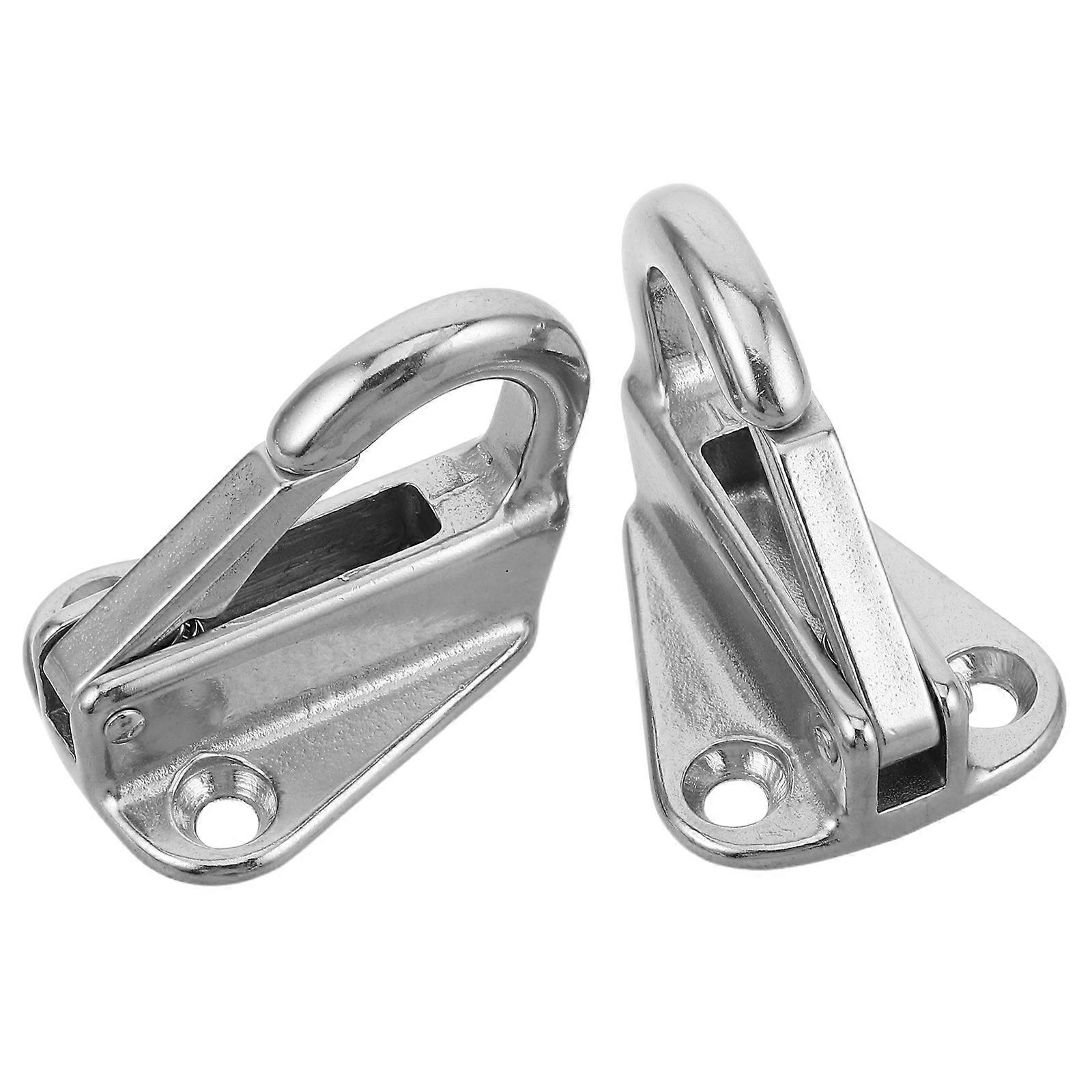 Sturdy Boat Hooks Marine Fending Hooks For Boats With Spring Clip Design Silver 4.50X3.30X3.20CM Easy Installation 2 Sets
