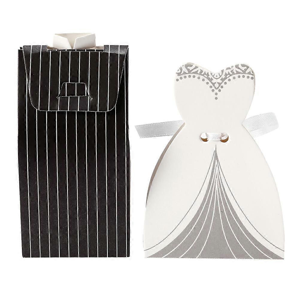 Creative Wedding Dress Paper Candy Box For Party Favor Rectangular Elegant present Packaging 100Pcs
