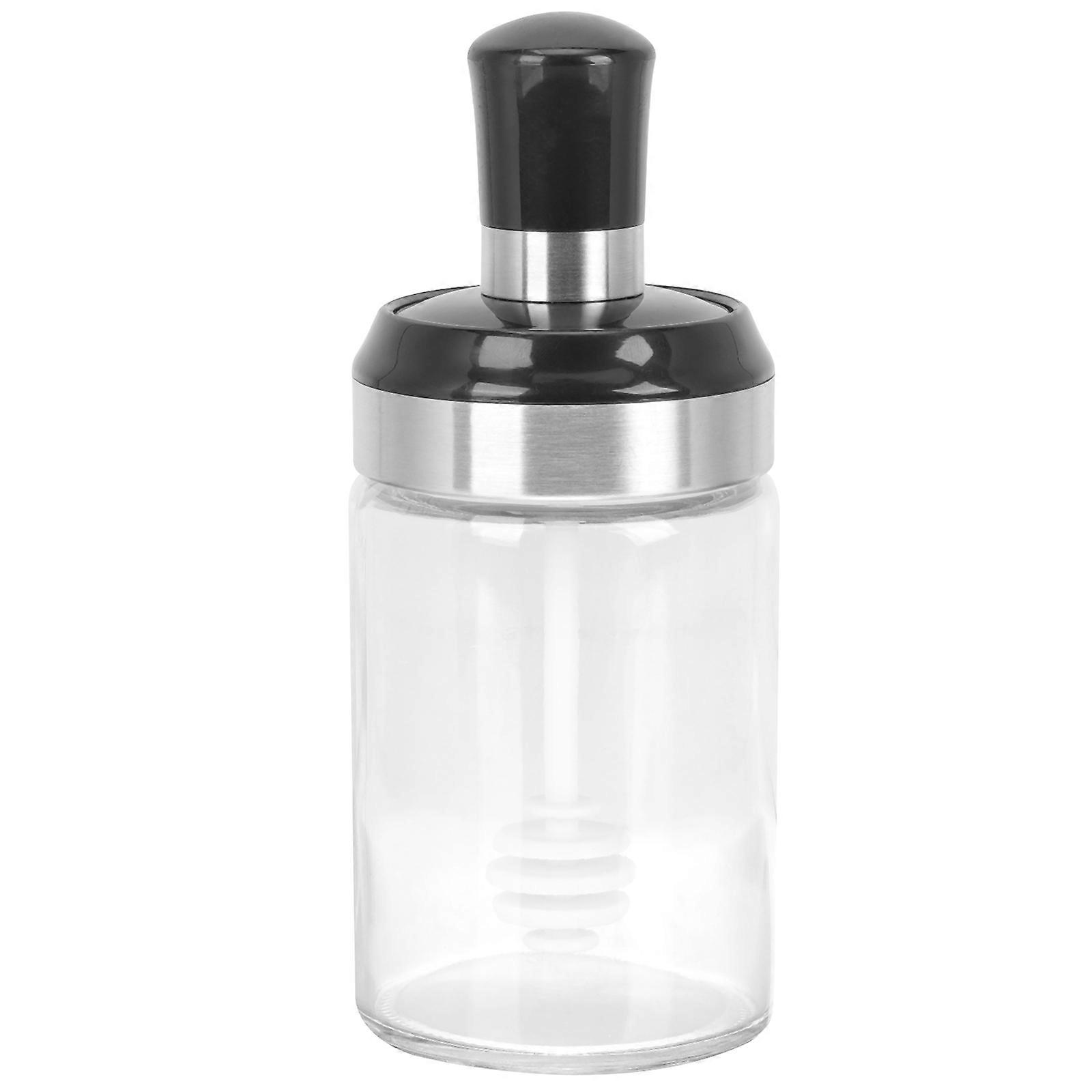 Lidded Honey Container Clear Honey Bottle Portable Kitchen Seasoning Holder PP Material Mixing Function 1Set