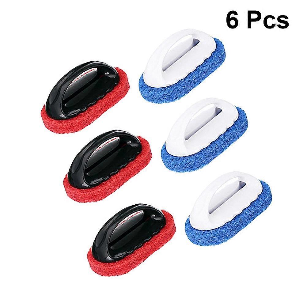 Flat Cleaning Brush Multi Function Household Floor Tile Scrubber Red 5.5x13.5x8 Cm 6Pcs