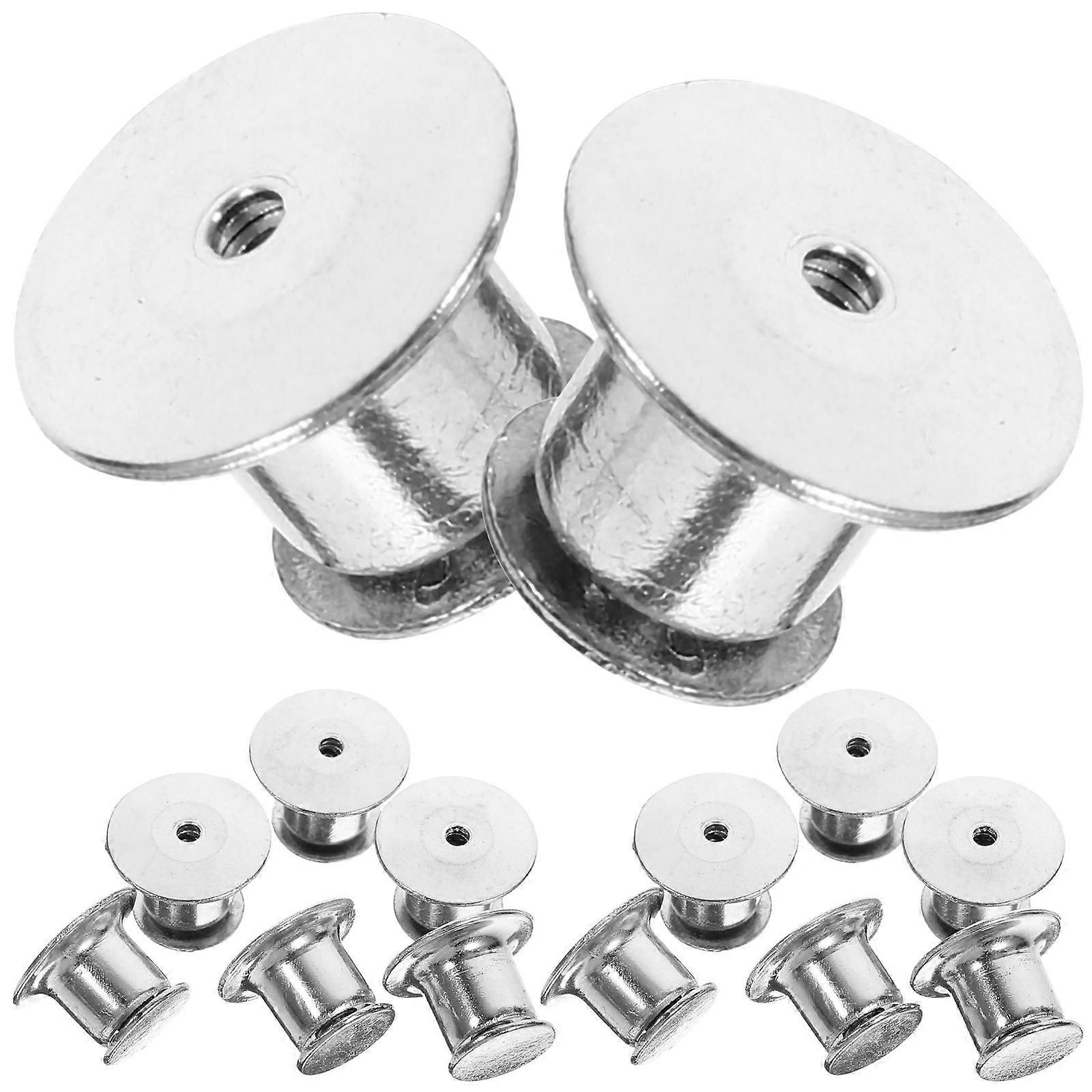 Sturdy Construction Metal Locking Pin Backs for Badge Books Hats Bags Silver 1.00X1.00X0.60CM Displaying 20Pcs