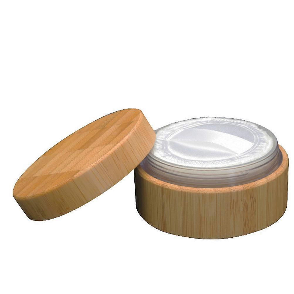 Empty Powder Container Wooden Cosmetic Case for Make-up Tools 30 ml with Separate Sifter Lid 2Pcs