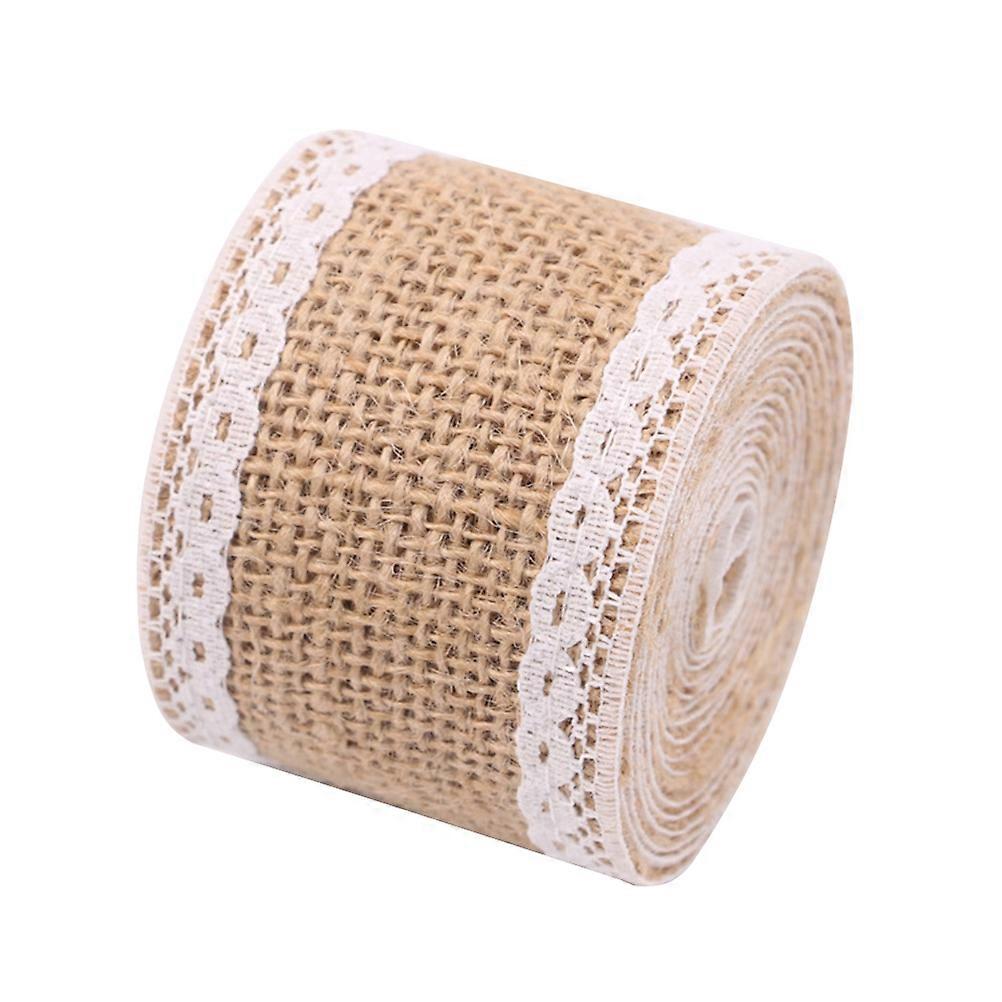 Rustic Decor Ribbon Burlap Fabric Jute Trim For Handmade Courses Khaki 5cm x 200cm 1Pack