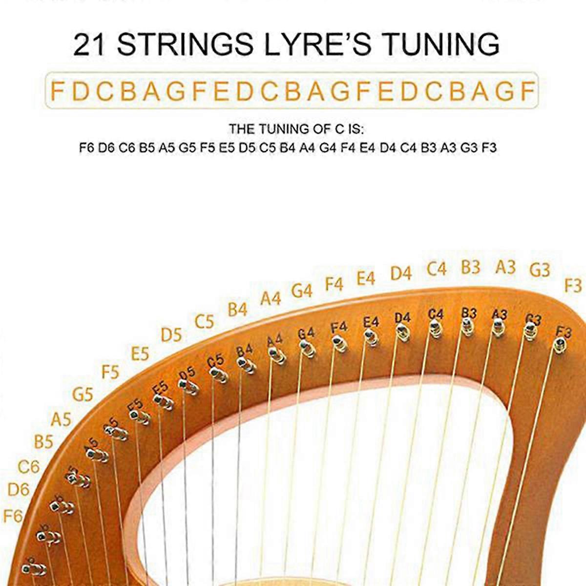3X 21 String Lyre Harp String Lyre String Small Harp Strings Accessories Musical Instrument 21 Strin