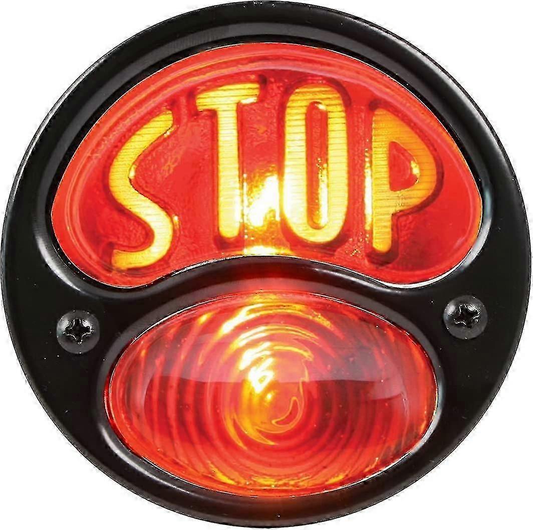 Accessories Ka0022 Black 12v Duolamp Tail Light For Ford Model A With Amber "stop" Script On Red Glass Lens(black)(1pcs)-ss