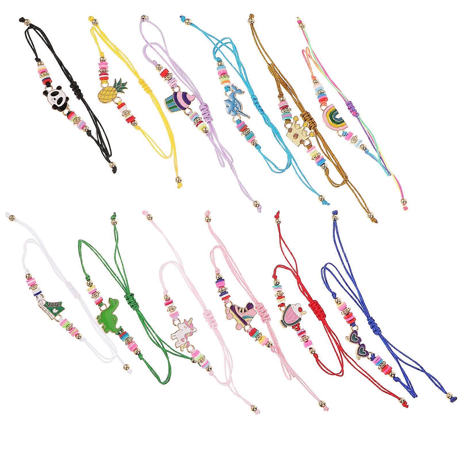12pcs Cartoon Beaded Bracelets with Fun Pendants for Wrist Chains – Perfect for Birthday Parties and Jewelry Lovers