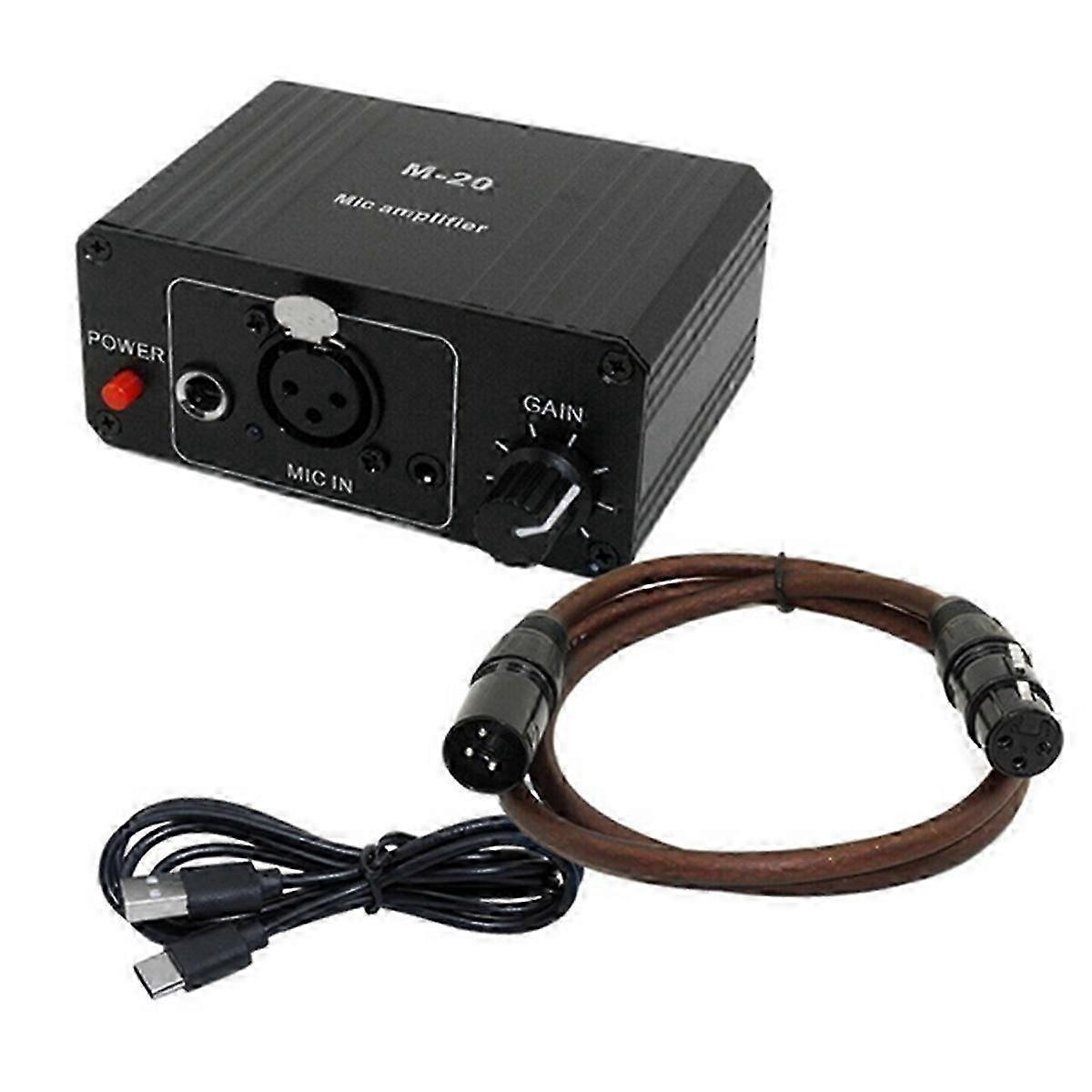 Dynamic Condenser Microphone Amplifier M-20 with 48V Phantom Power for Live Sound & Recording - Black