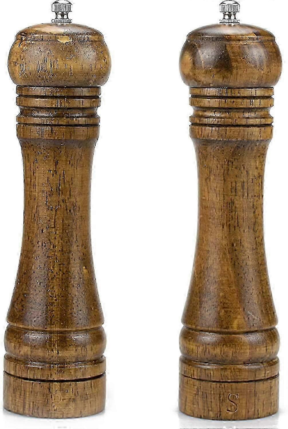 2パック木製ソルト&ペッパーグラインダー、8インチ、セラミックローター付き