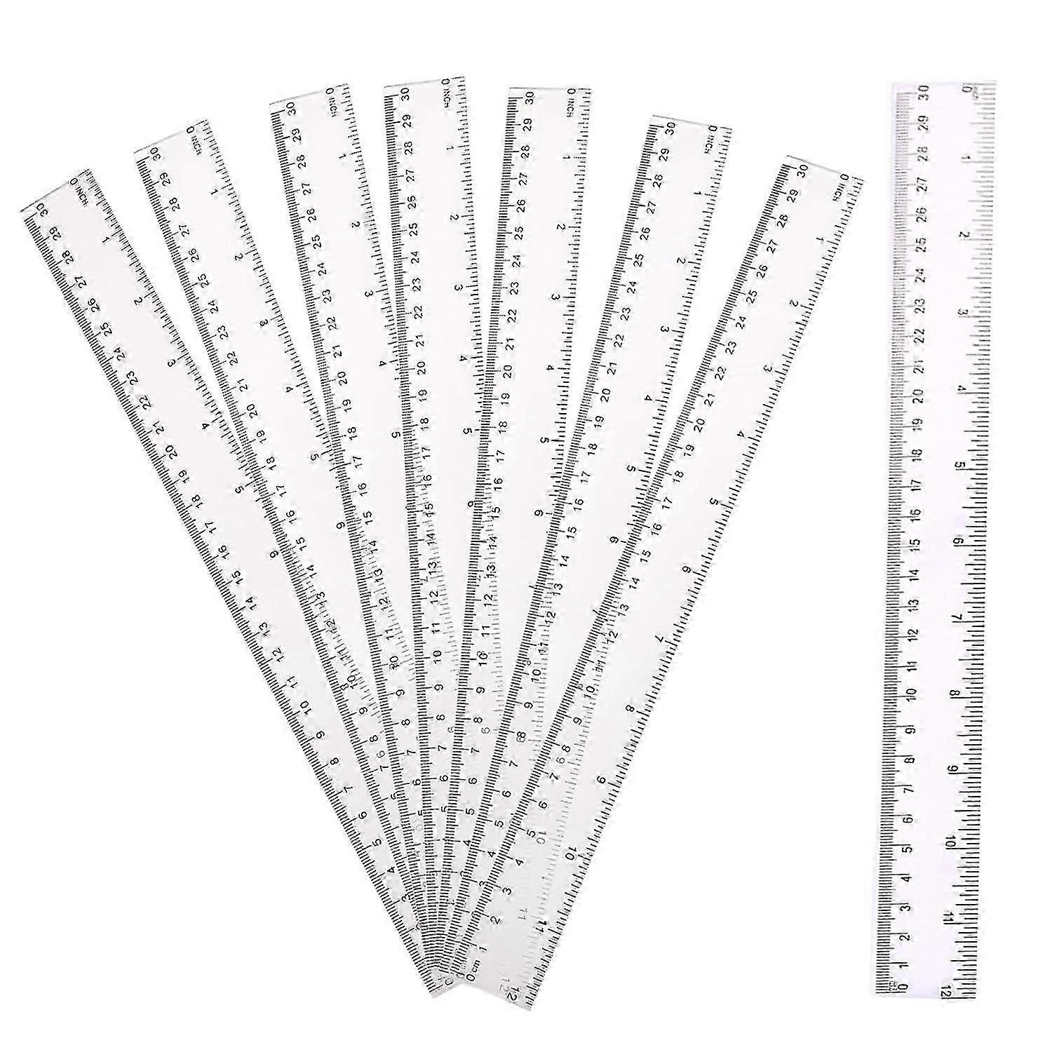 30cm Clear Plastic Ruler Multipack - Shatterproof Metric Ruler 8-Pack