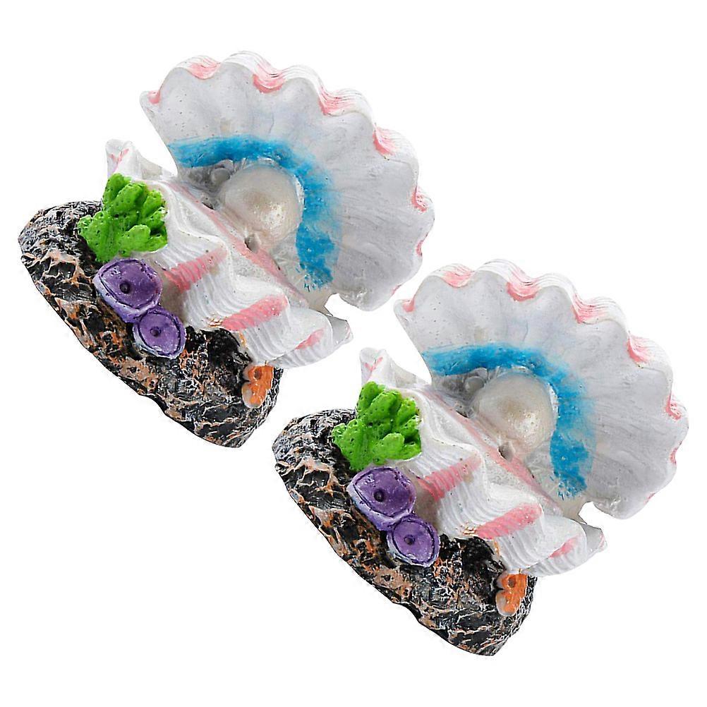 Fish Tank Adornments Shell Shape Aquarium Decoration Pink 7X5.5X5.5CM Realistic and Lifelike 2Pcs