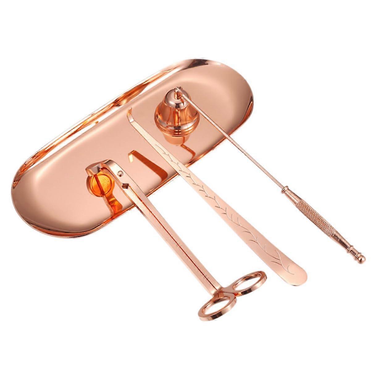 Candle Wick Dipper Set 4-Piece Stainless Steel Candle Accessory Kit with Wick Trimmer and Snuffer in Gold Finish