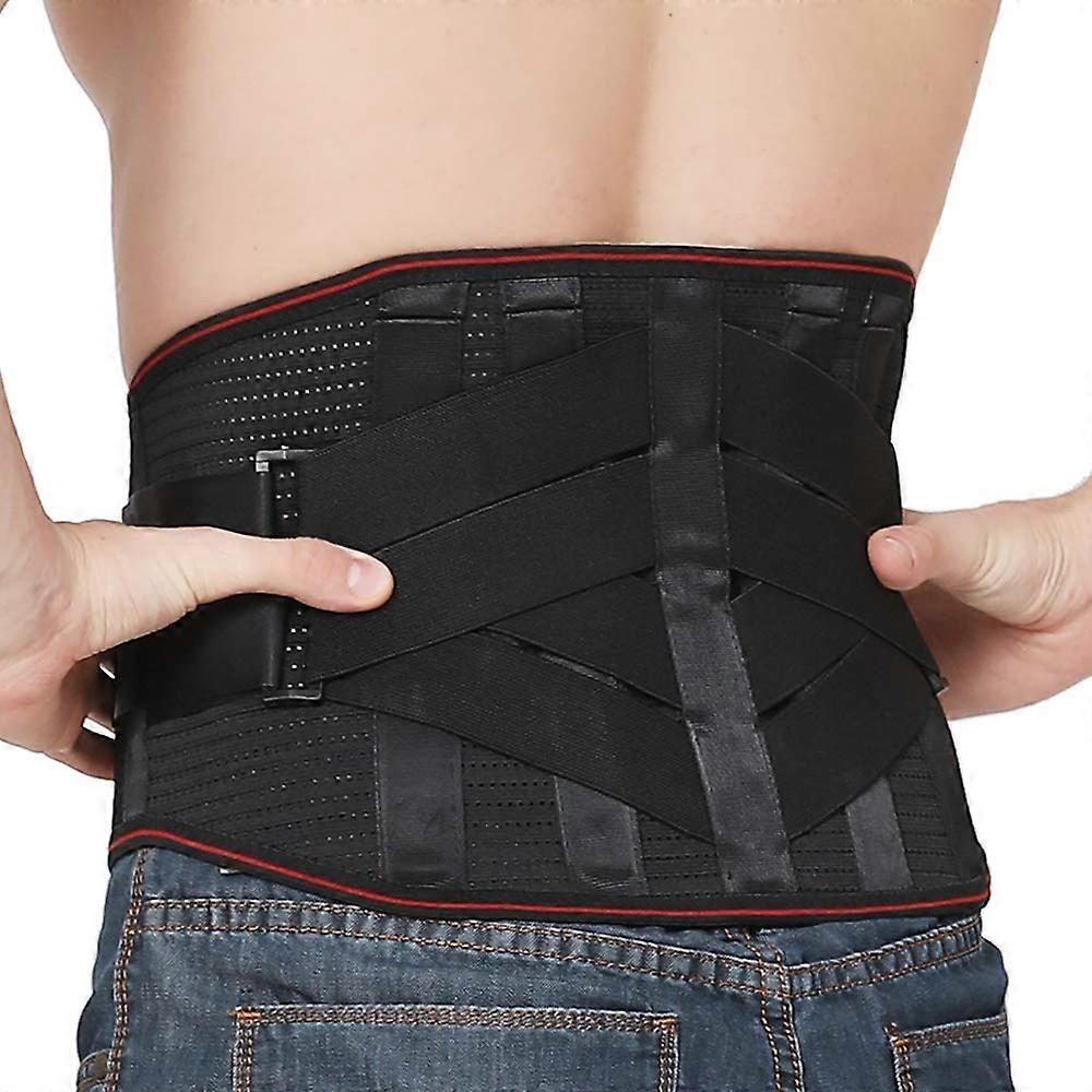 Back Brace Lumbar Support Belt, Adjustable Struts, Unisex, For Scoliosis And Sciatica, Size XL, Black