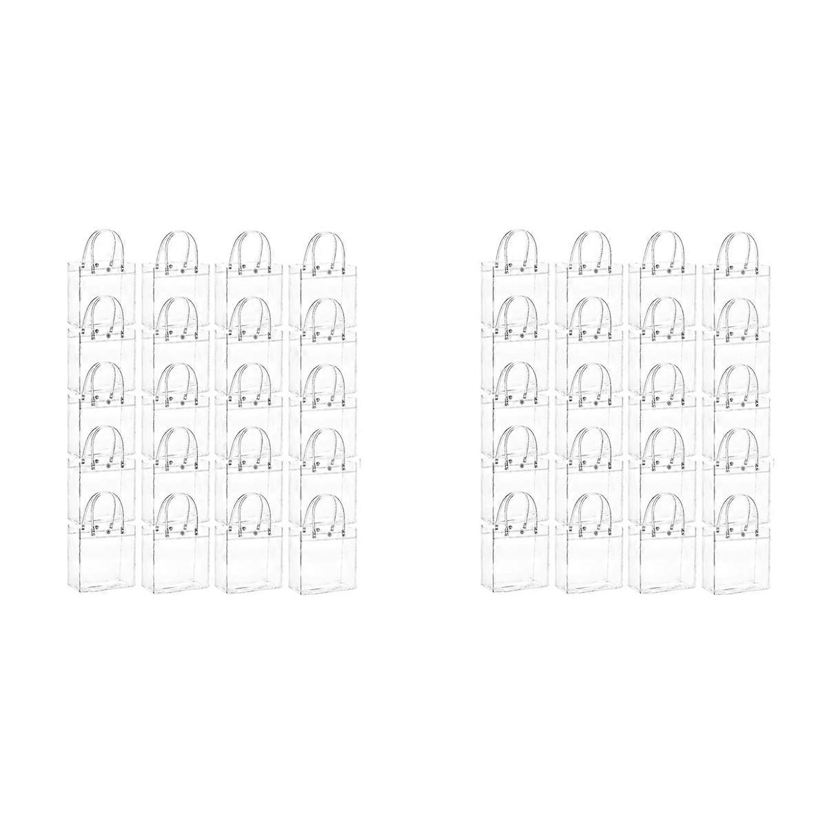 20Pcs Transparent Gift Bag with Handle 13x15x7cm