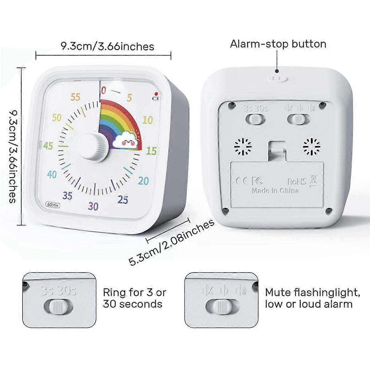 60 Minute Visual Timer with Protective Case, White