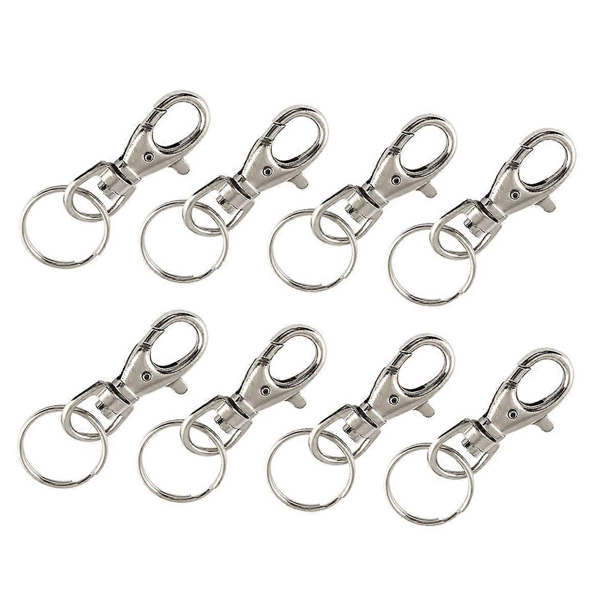 Silver Tone Metal Trigger Lobster Clasp Key Chain Keyring 2 Pcs