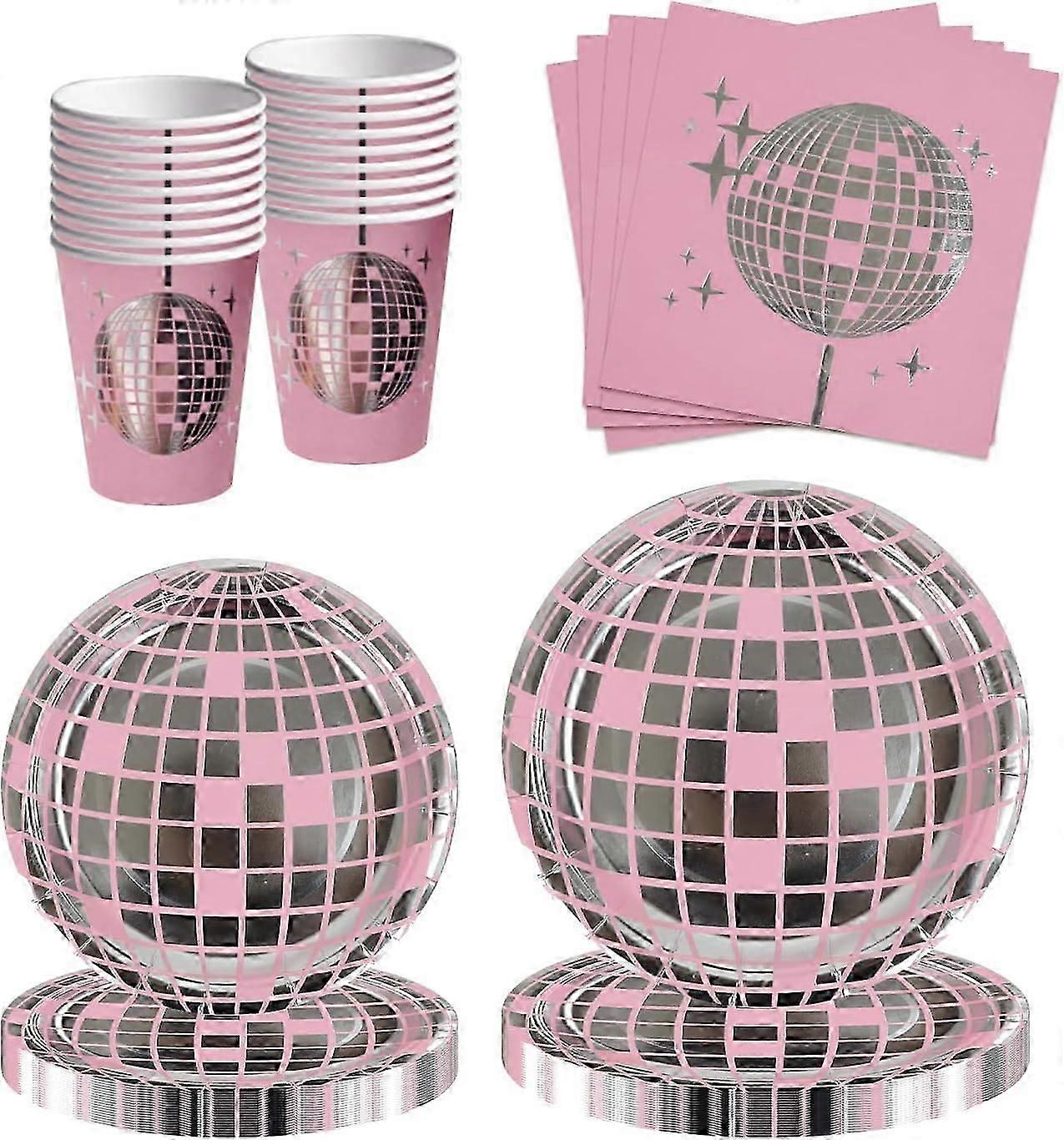 2025 Latest Model 100Pcs Disco Party Decorations Disco Tableware, Disco Plates