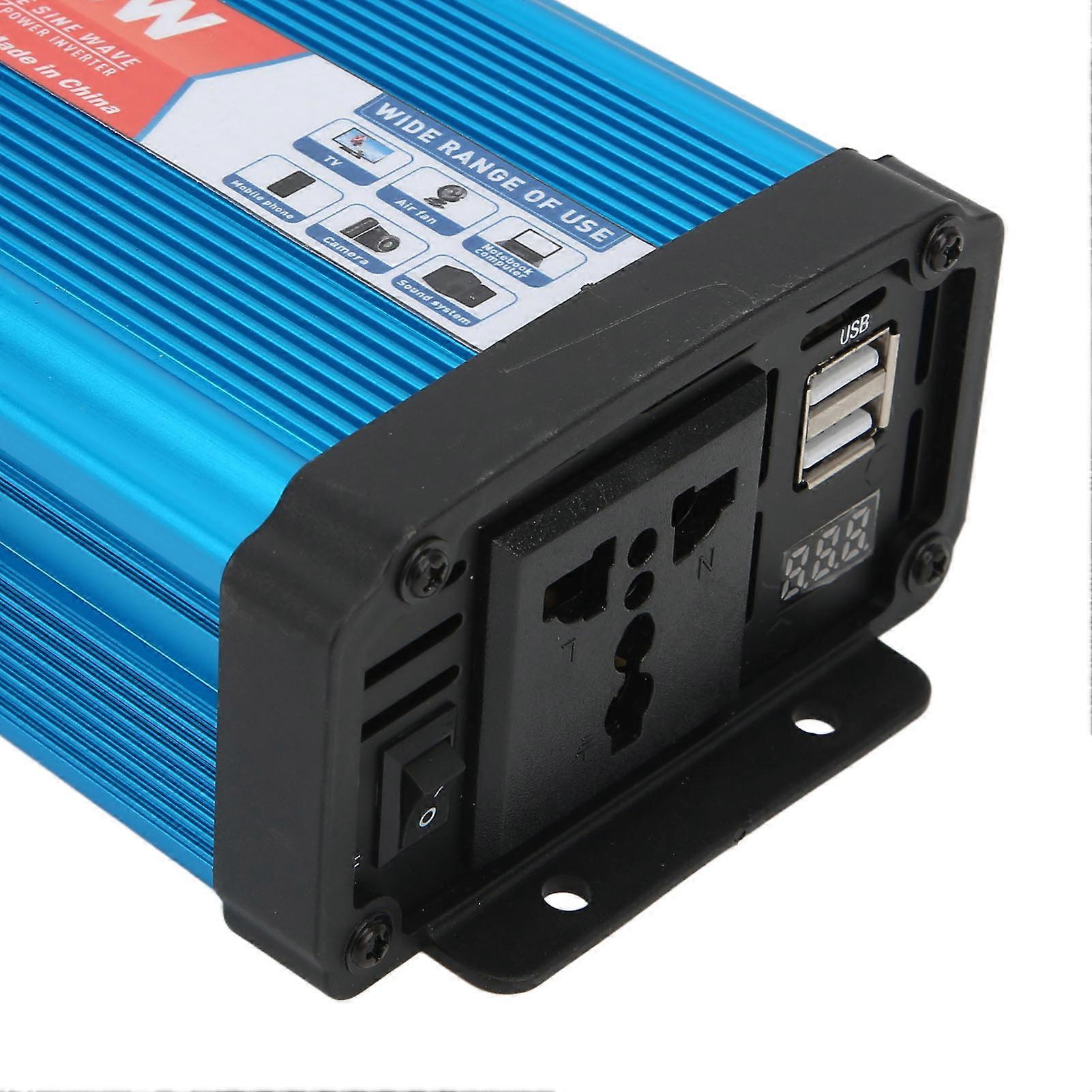 Car Power Inverter Pure Sine Wave 300W Continuous Dual USB with Digital Display for Home Boats Cabins Buses 12V to 220V 50±3Hz