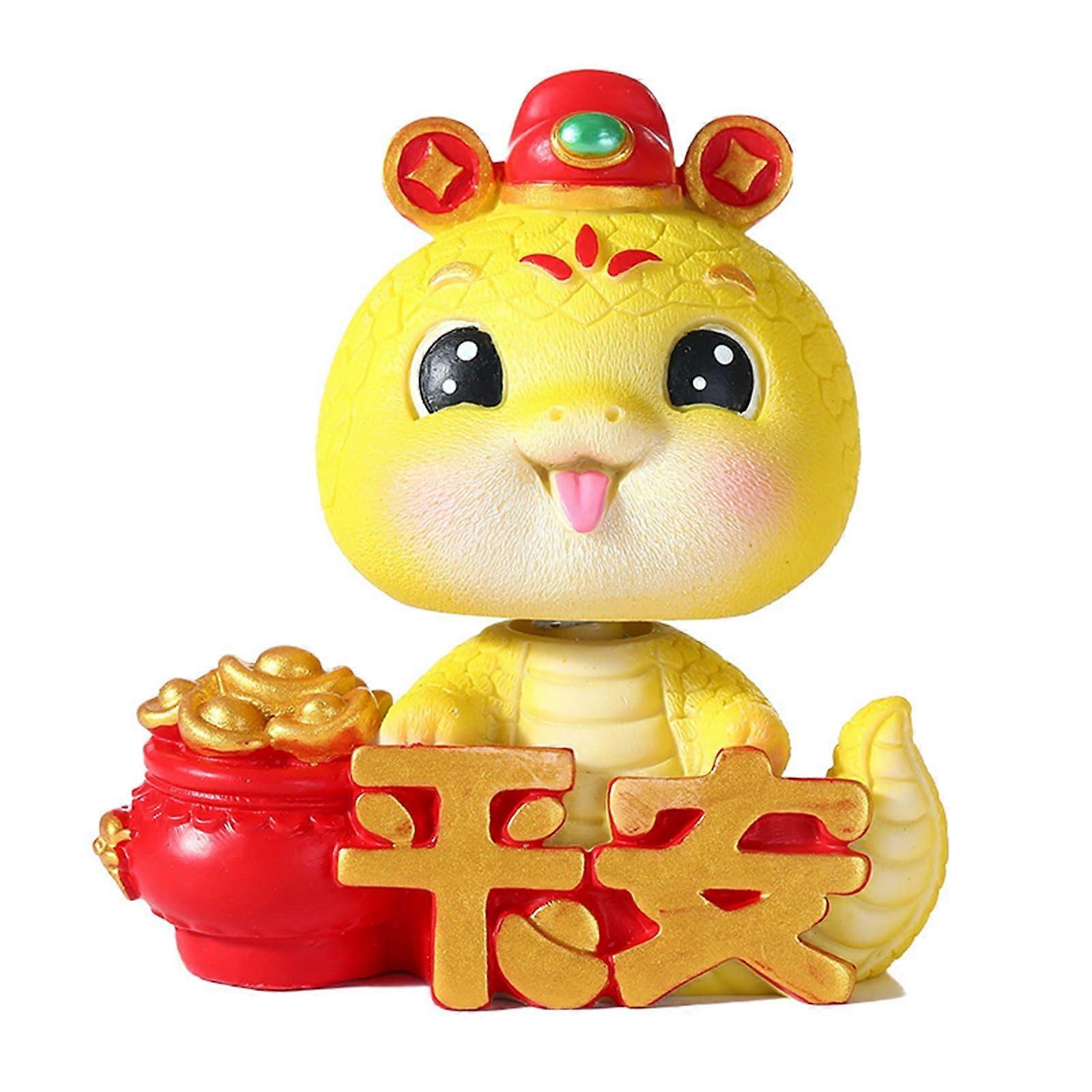 2025 Snake Year Ornament Cartoon Lucky Snake Figurine for Home and Auto Interior Decoration, Desktop Display, Resin Material