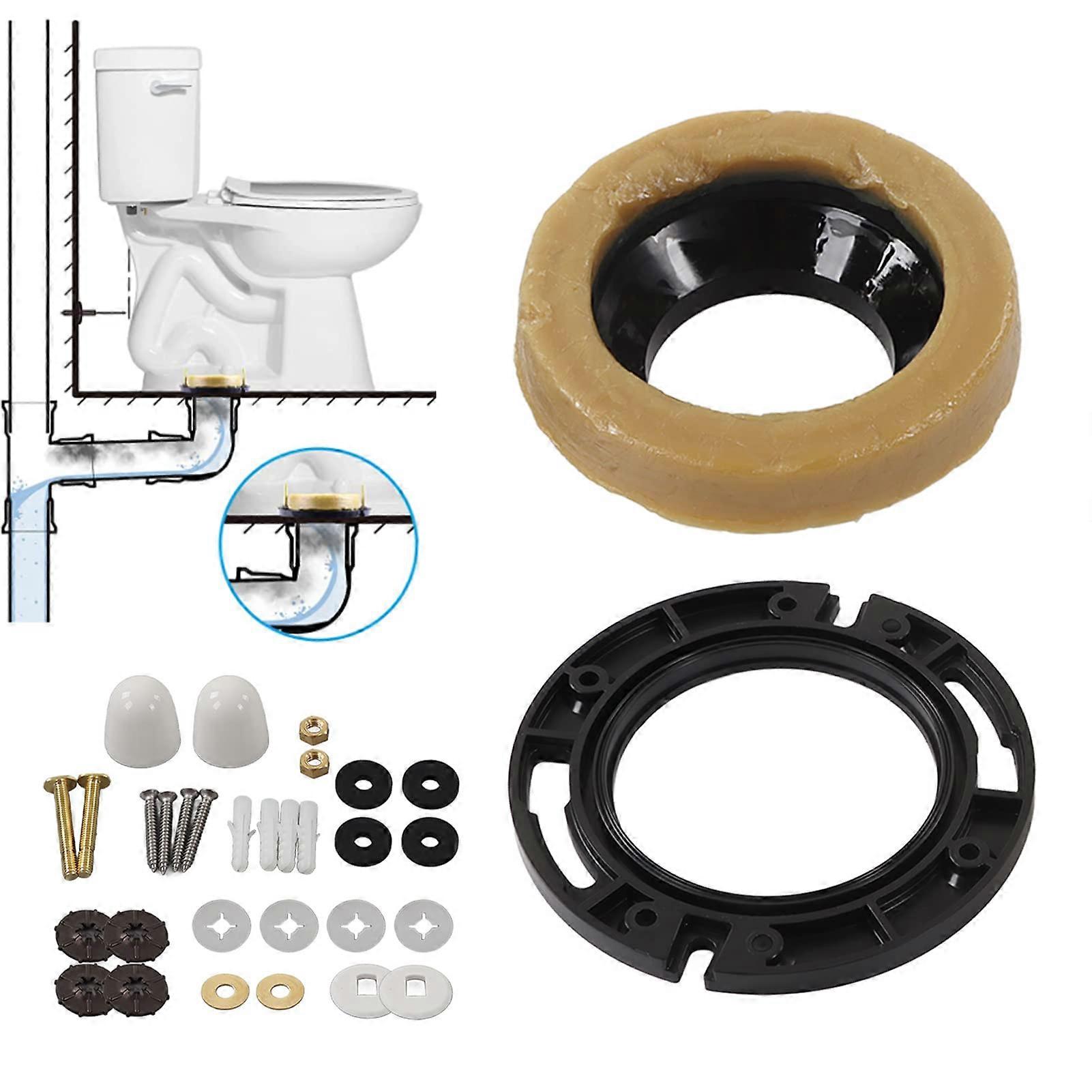 Extra Thick Toilet Wax Ring Set for Toilets with Floor Outlet, Reinstalled or Reused, Fits 3' or 4' Drain Pipes