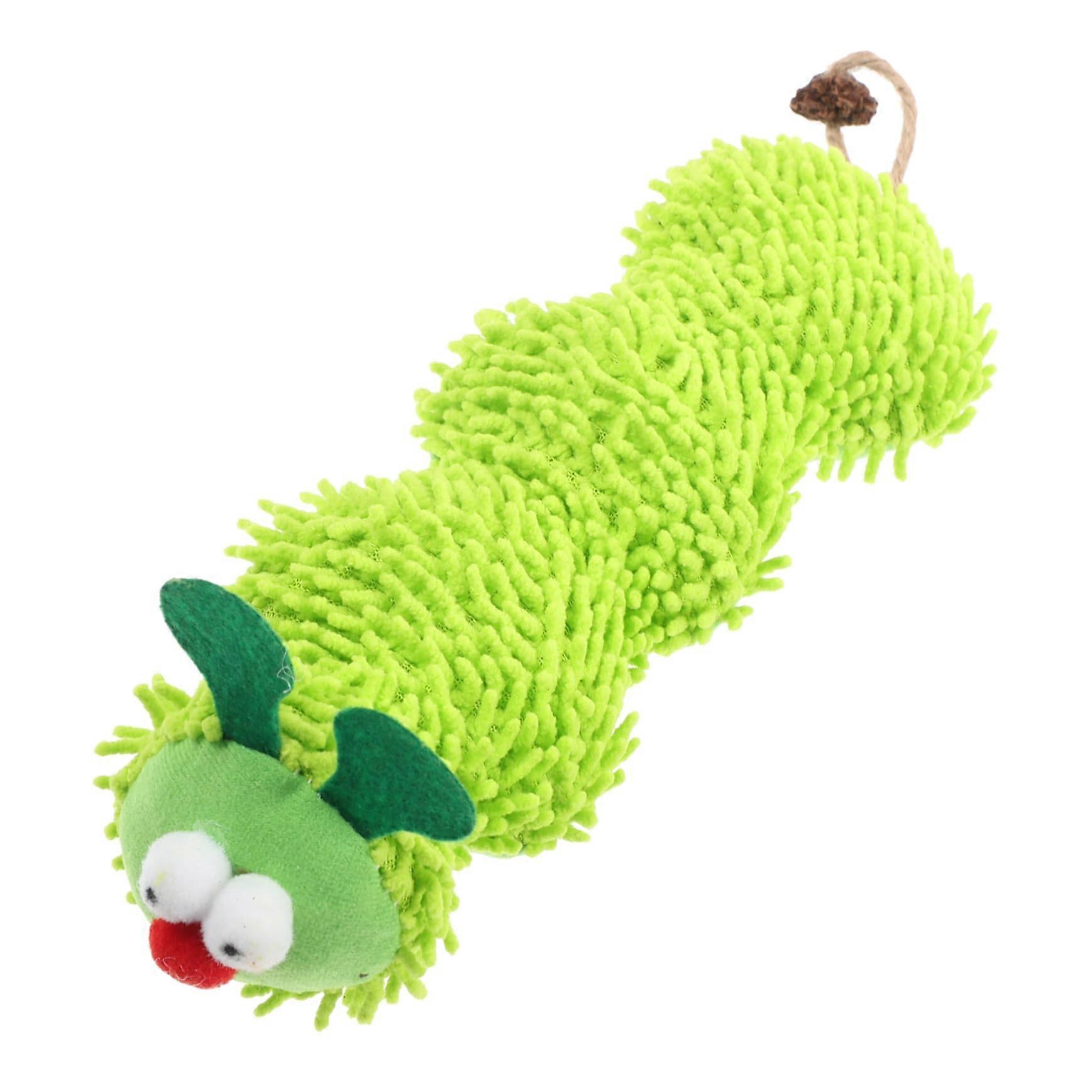 Catnip Interactive Cat Toy Cushion Plush Caterpillar For Indoor Cats Light Green Soft And Toy With Scent