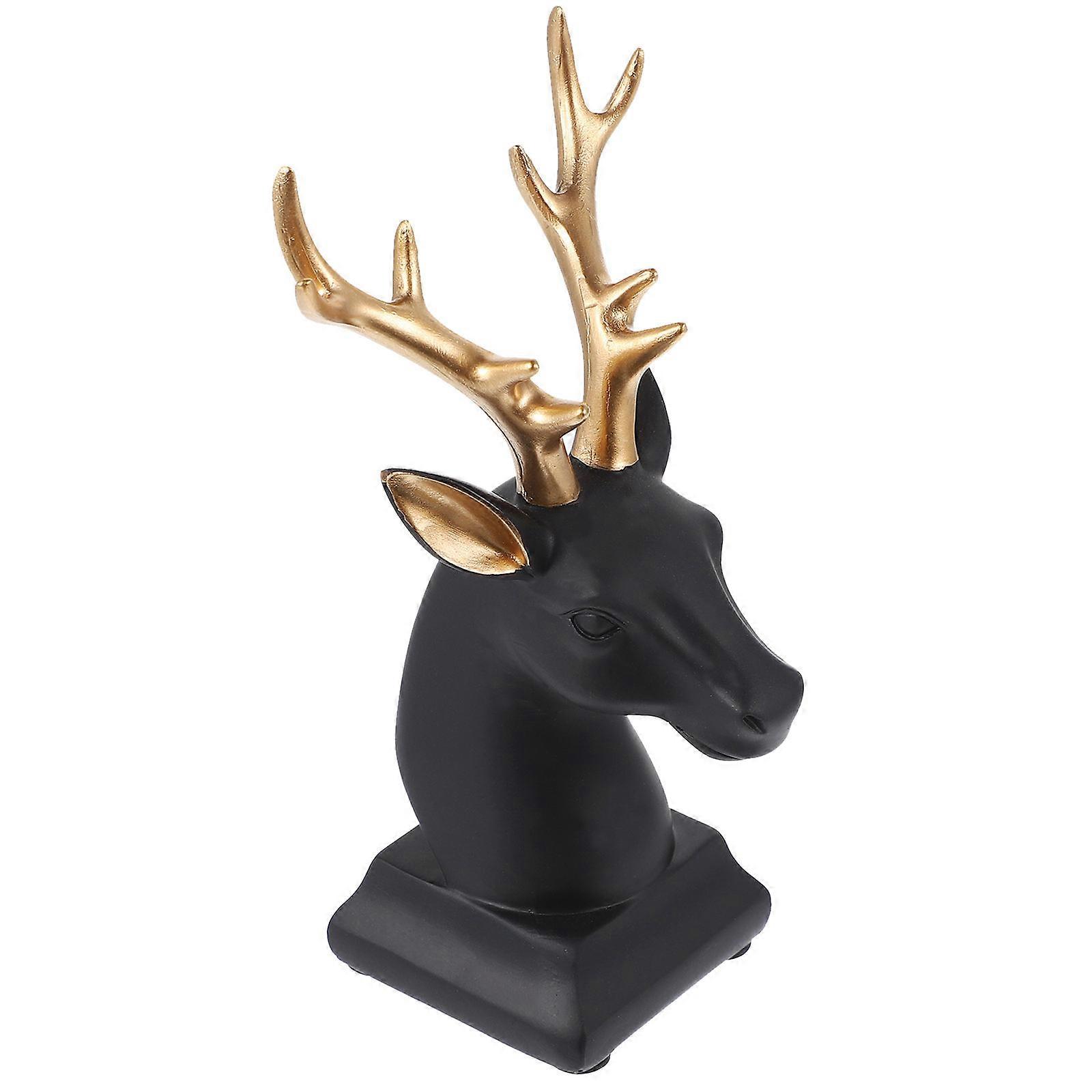 Decorative Deer Head Figurine Desktop Ornament Indoor Space Homeowners Random Color 15X5 Cm 1Pcs