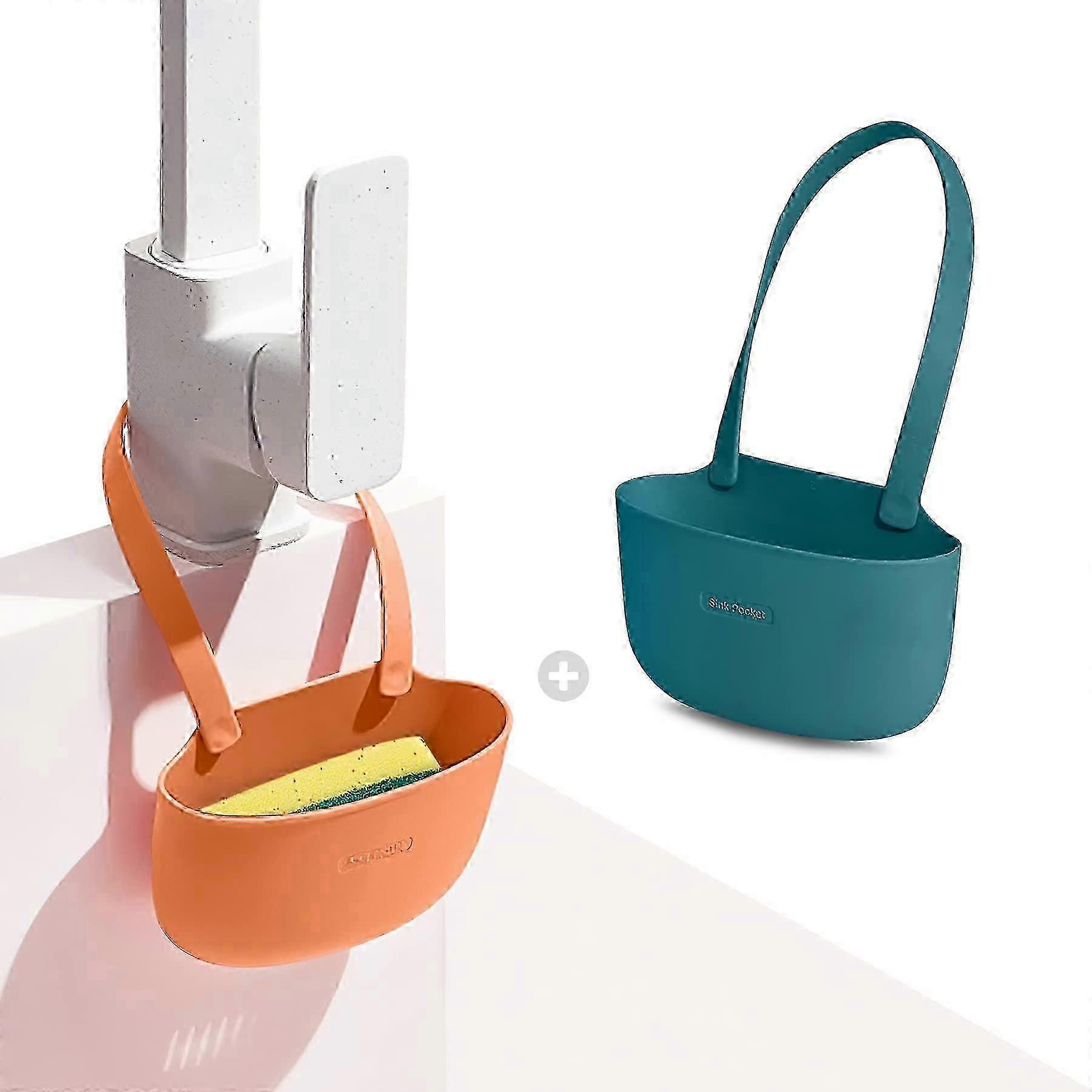 Silicone Sponge Holder for Kitchen Sink Bags Set of 2 - Easy to Use Soap Holder No Installation Needed Kitchen Sink Organizer Set