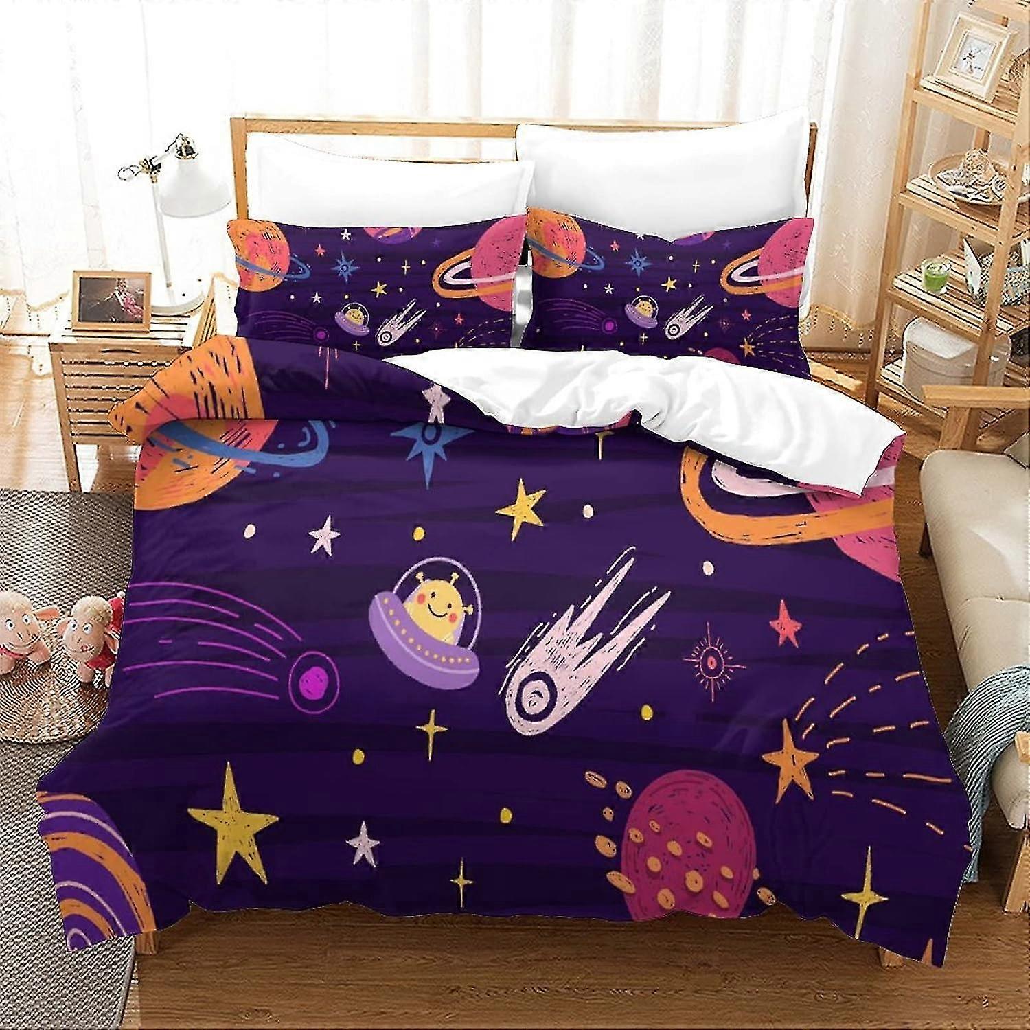 Cartoon Pictures 3-piece Bedding Set 3D Print Comforter Cover with Zipper for Teens and Kids Soft Microfiber Bedspread Cover