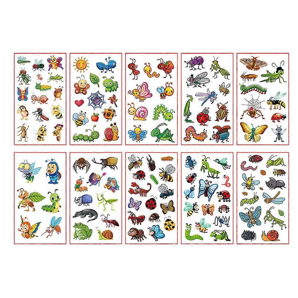 Decorative Stickers Cartoon Face Temporary Tattoo Outing Performance Children 10Sheets