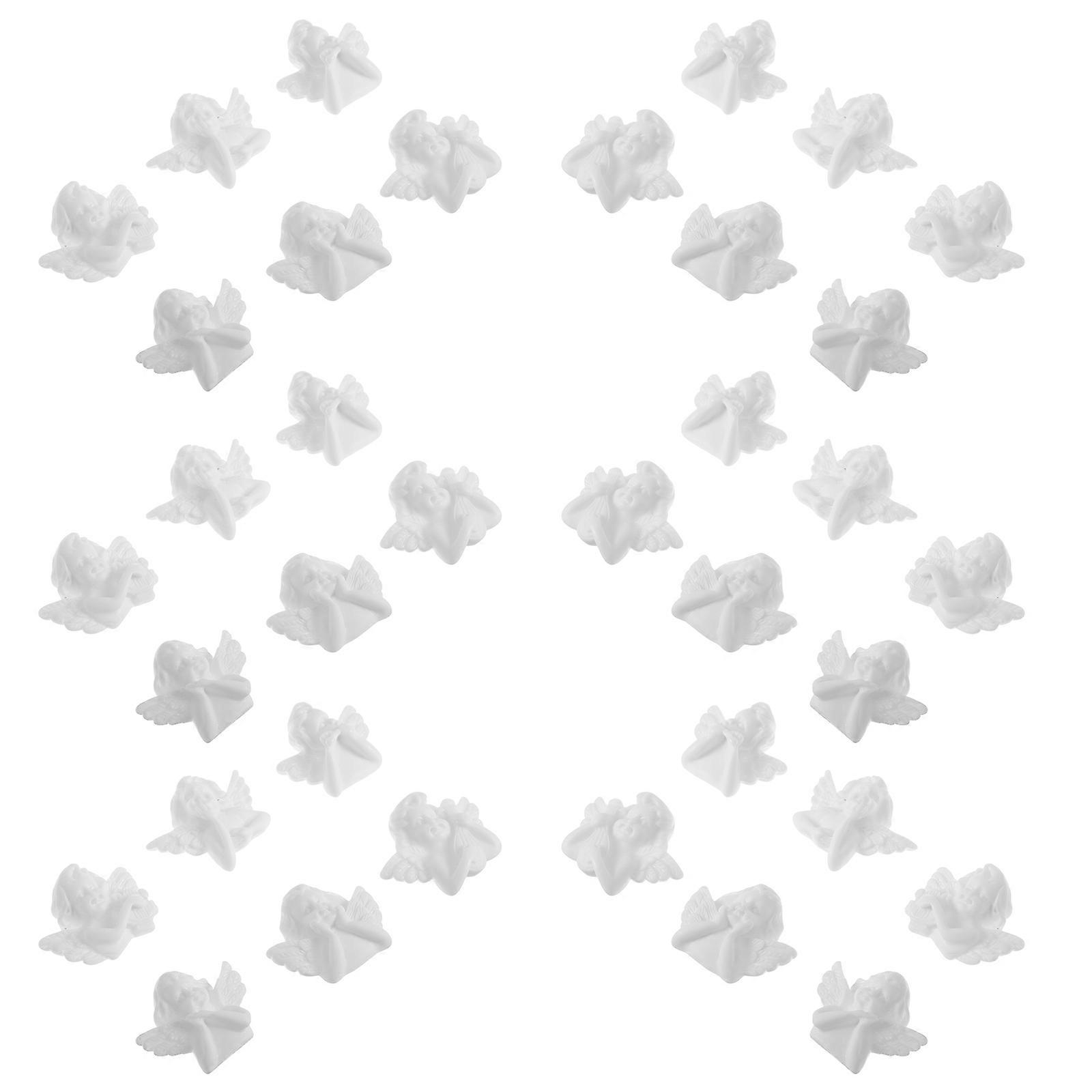White Angel Shape Resin Figurine Ornaments for Decoration Compact Size and Durable Use 36pcs