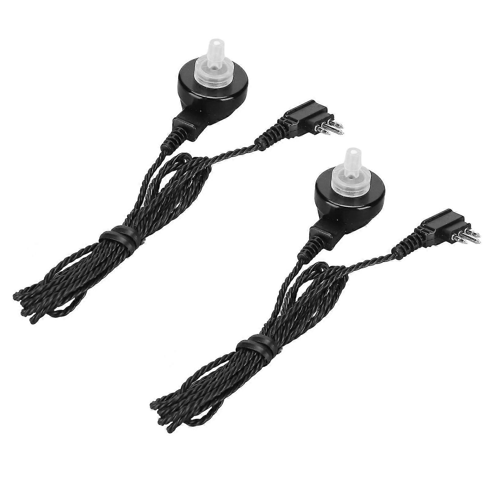 2 Set BTE Sound Aid 3 Pin Cable Wire Clearer Transmission Sound Amplifier Receiver Wire with Ear Plugs Black