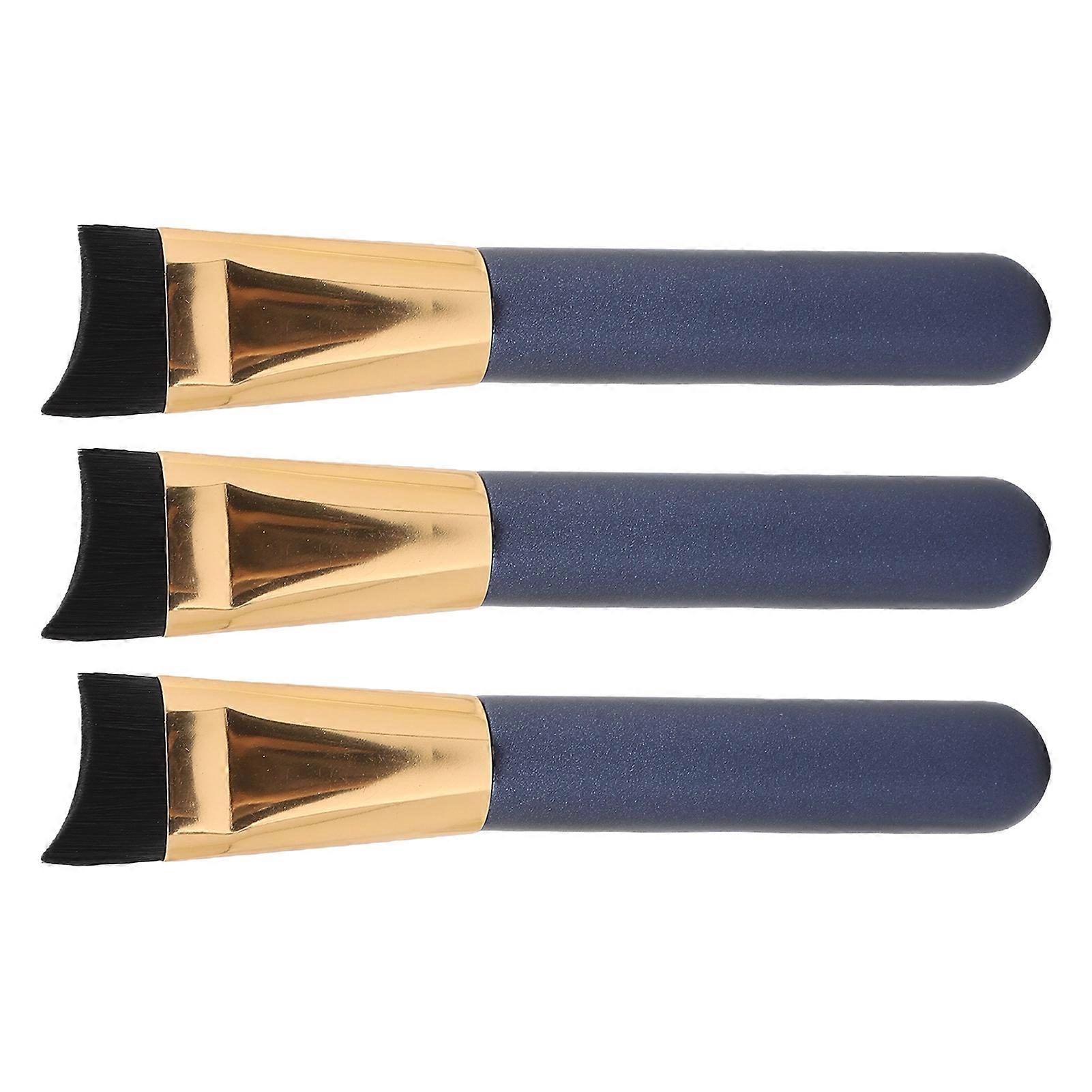 3pcs Foundation Brush Soft Makeup Brush with Crescent Curved Head for Liquid Foundation BB Cream