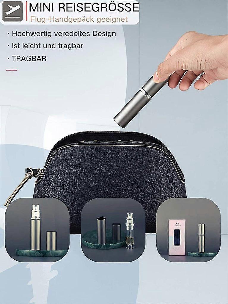 Perfume Atomizer Refillable, Funnel-Free Filling Technology, Empty Perfume Atomizer Spray Bottle (Black and Gray)