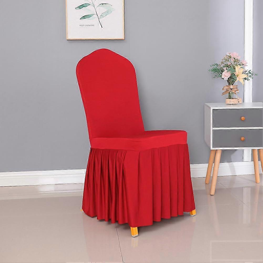 2/4/6 Stretchable Dining Chair Covers, Spandex, Wedding Chair Covers (Red, 6)