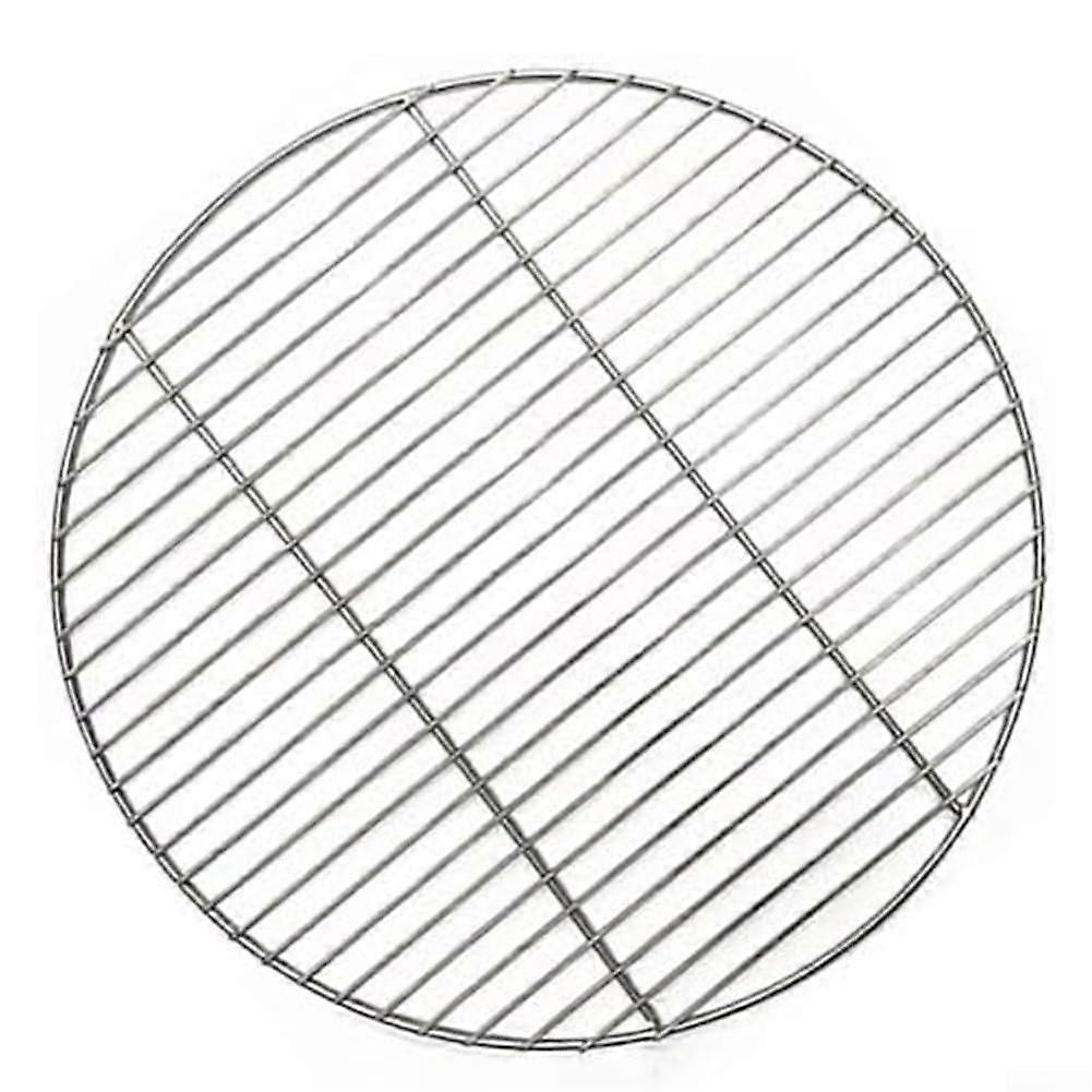 圆形不锈钢烤架， 户外露营， 烤架格栅， 多功能， 便携式， 烤架配件 露营， 野餐， 花园派对， 银色 （38 厘米）