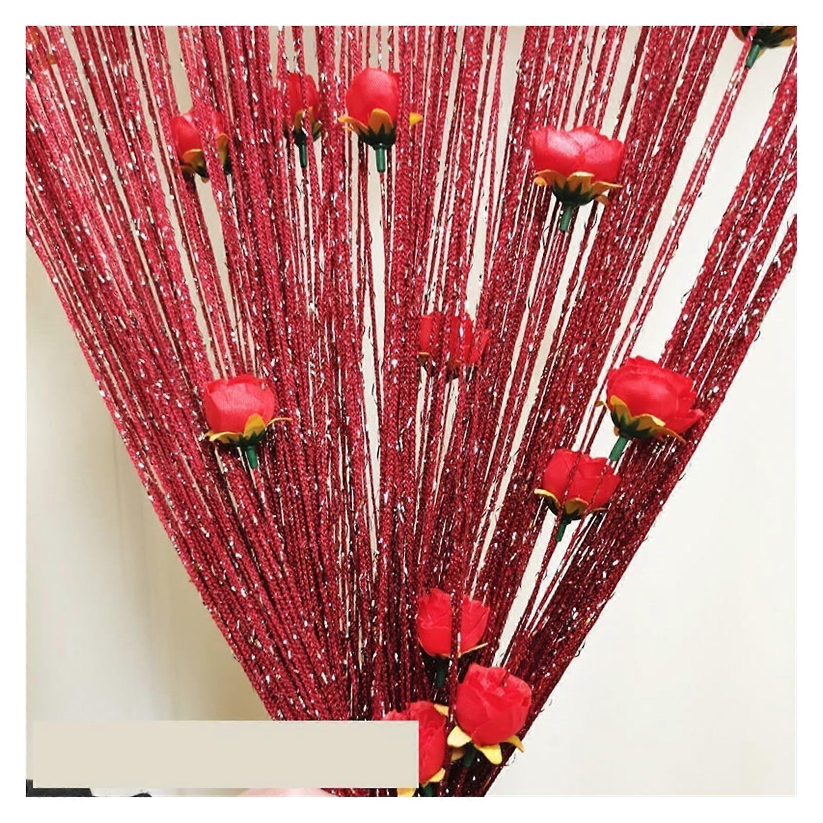 Bead Curtain Door Line Curtain Flower Shape Window Thread Hanging Vestibule String Curtains Tassel Valance Divider Decoration Home DIY (Color : D)