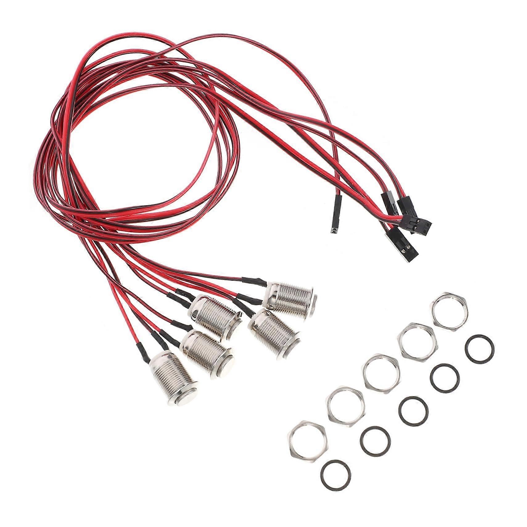 Momentary Push Button Switch For Automotive And Marine Applications With Pre-Wired Cables Silver Housing 5-Pack