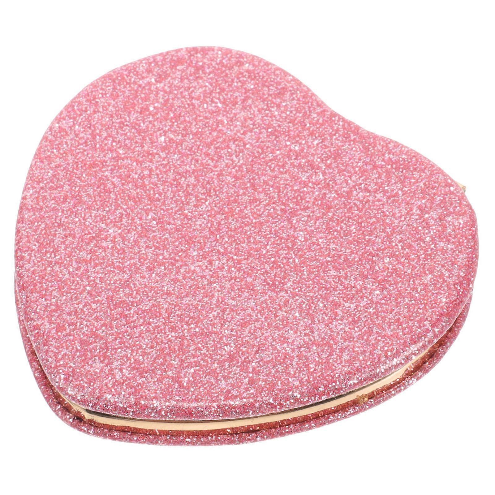 Compact Shaped Hand Mirror for Makeup Use Pink Portable