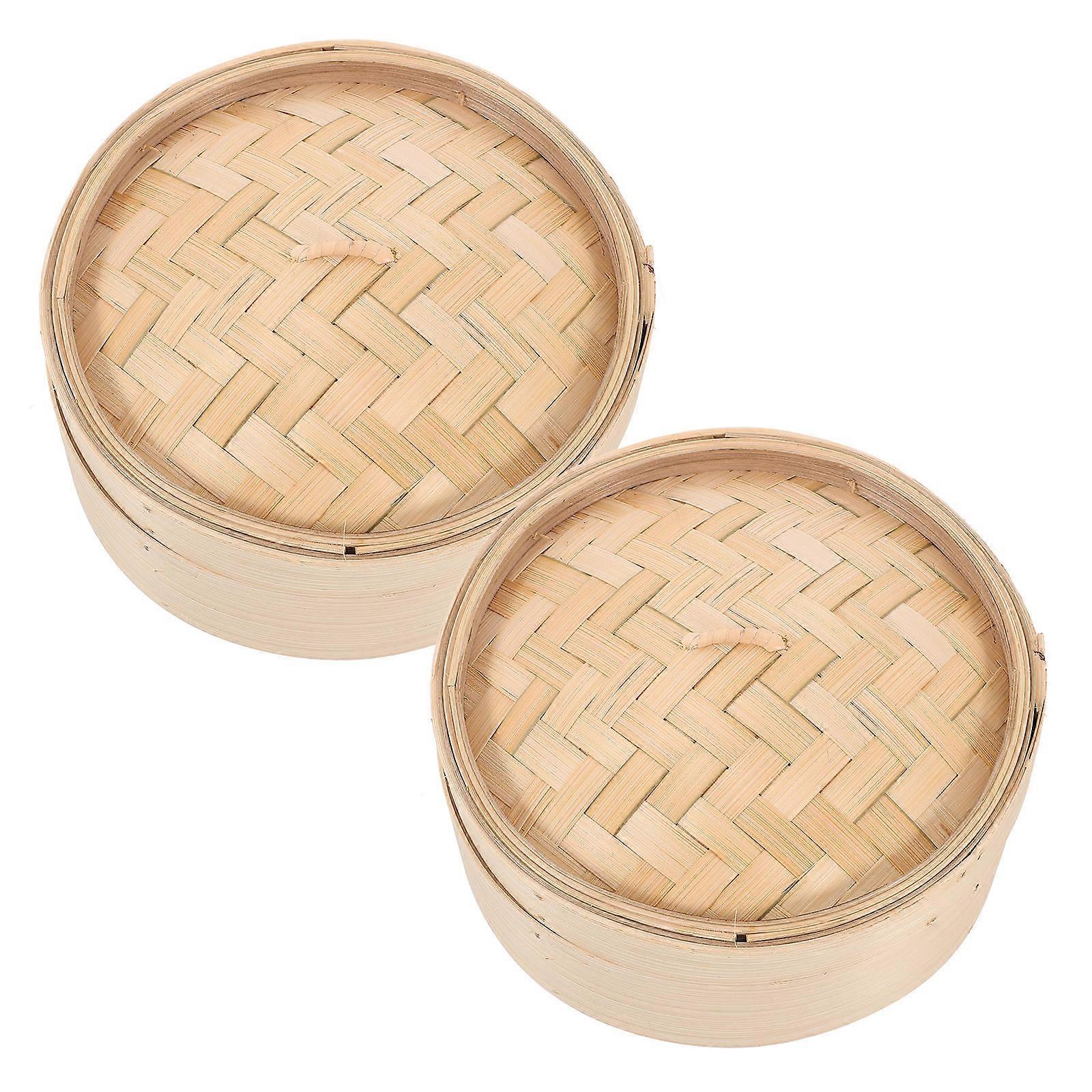 Streamer de bambu Steaming Dumplings Cor cáqui 8 polegadas Tamanho para cozinhar saudável 2Pcs