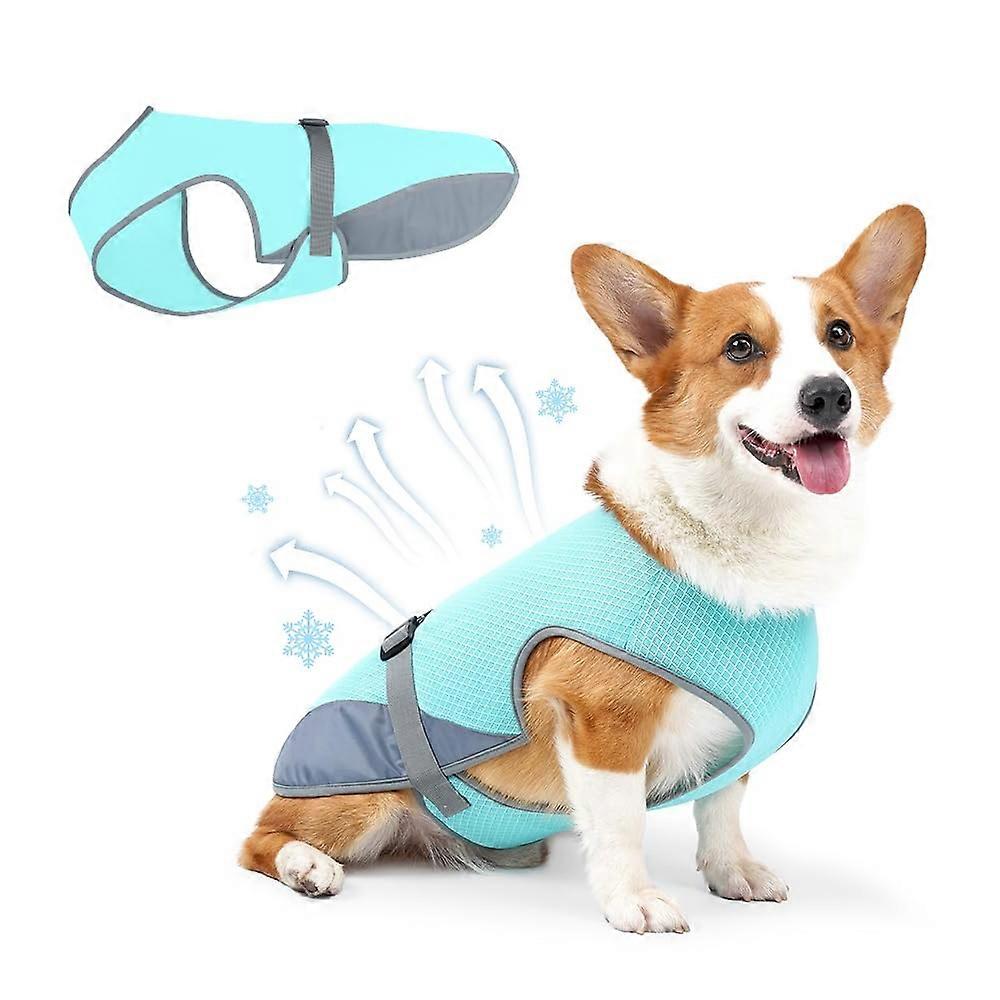 Summer Dog Cooling Vest Harness - Breathable Mesh, Heat Relief for Indoor Outdoor | Small Medium Large DogsBlue-S)