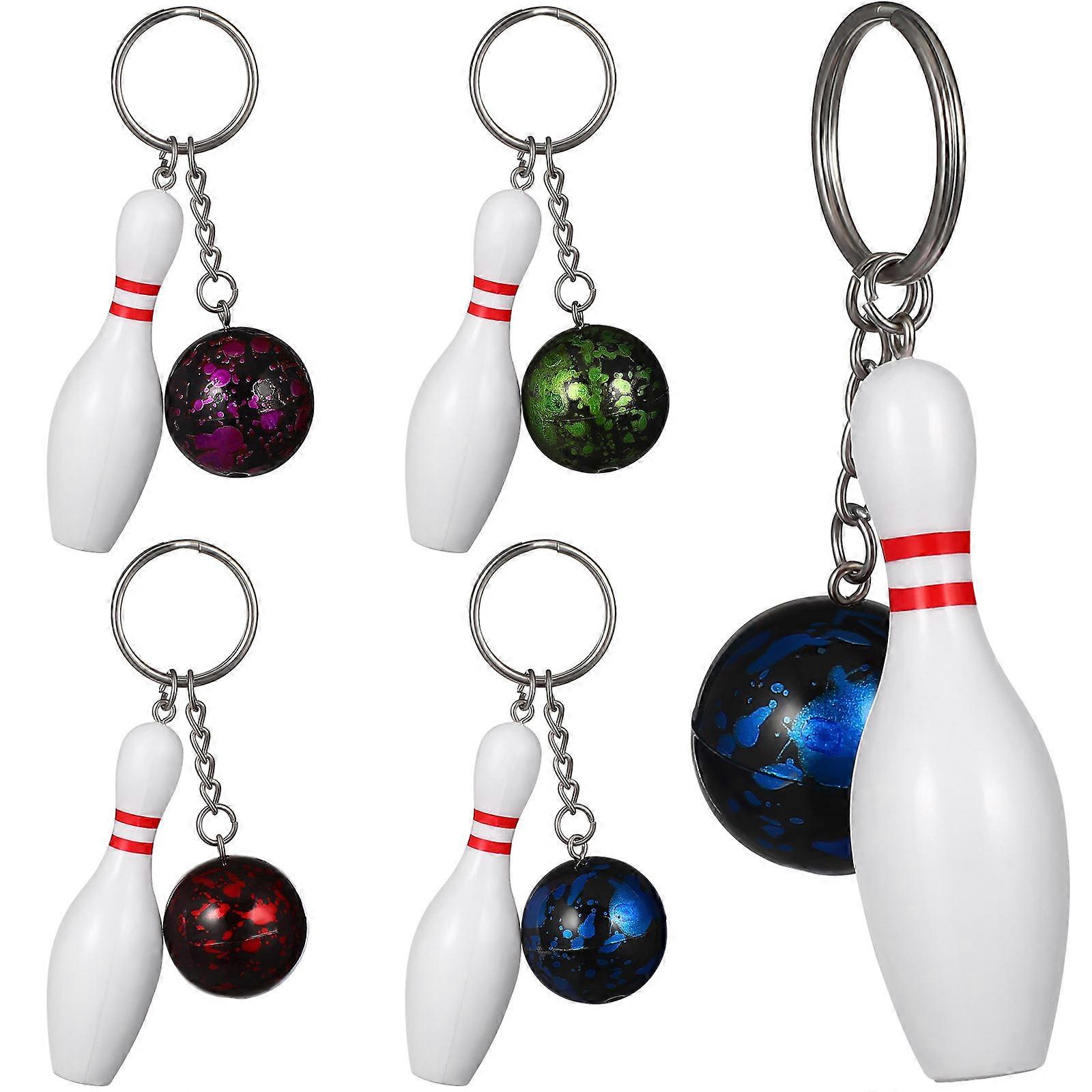 Mini Bowling Keychain Set Colorful Sports Theme Key Ring Pendant for Keys, Bags & Accessories Perfect Gift for Bowling Lovers, All Occasions