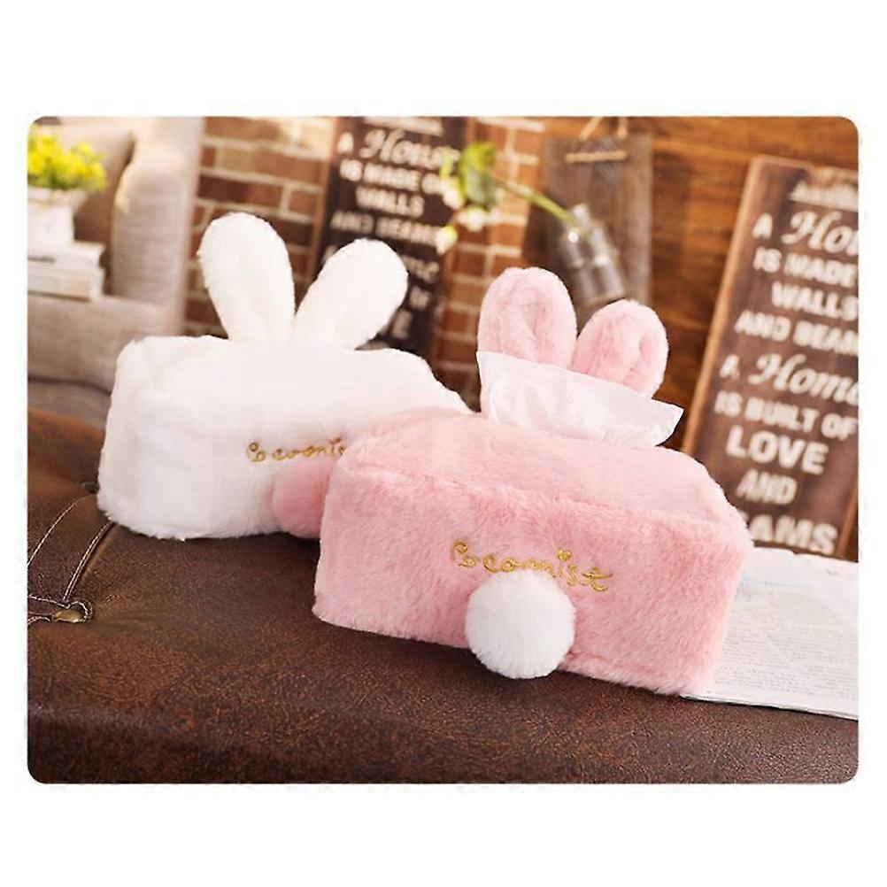 Dirt-Resistant Tissue Box Cover Plush Rectangle Napkin Storage Container for Home Office 1Set