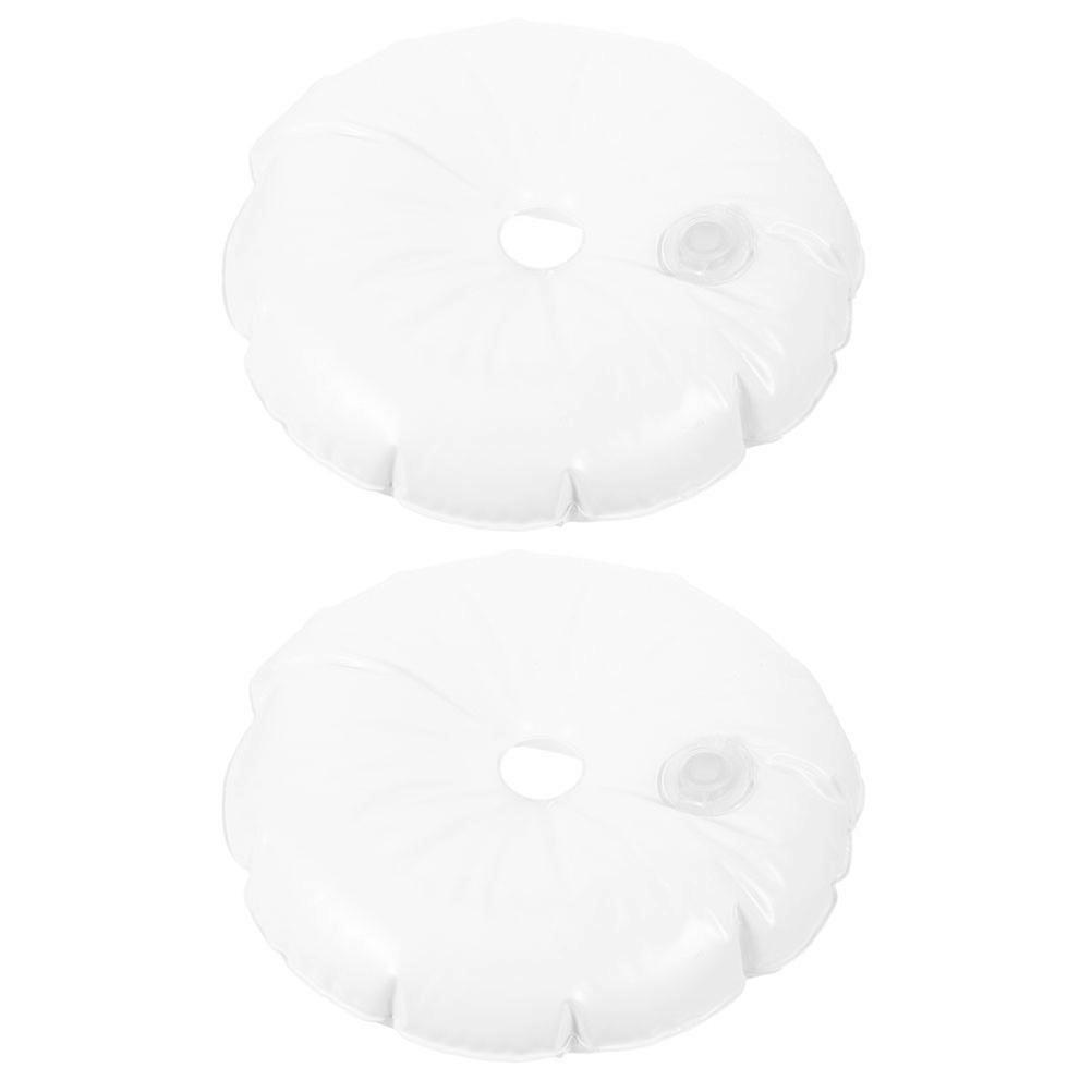 White Plastic Beach Umbrella Base Weight Bag for Storage with Water Filling Feature 2 pcs