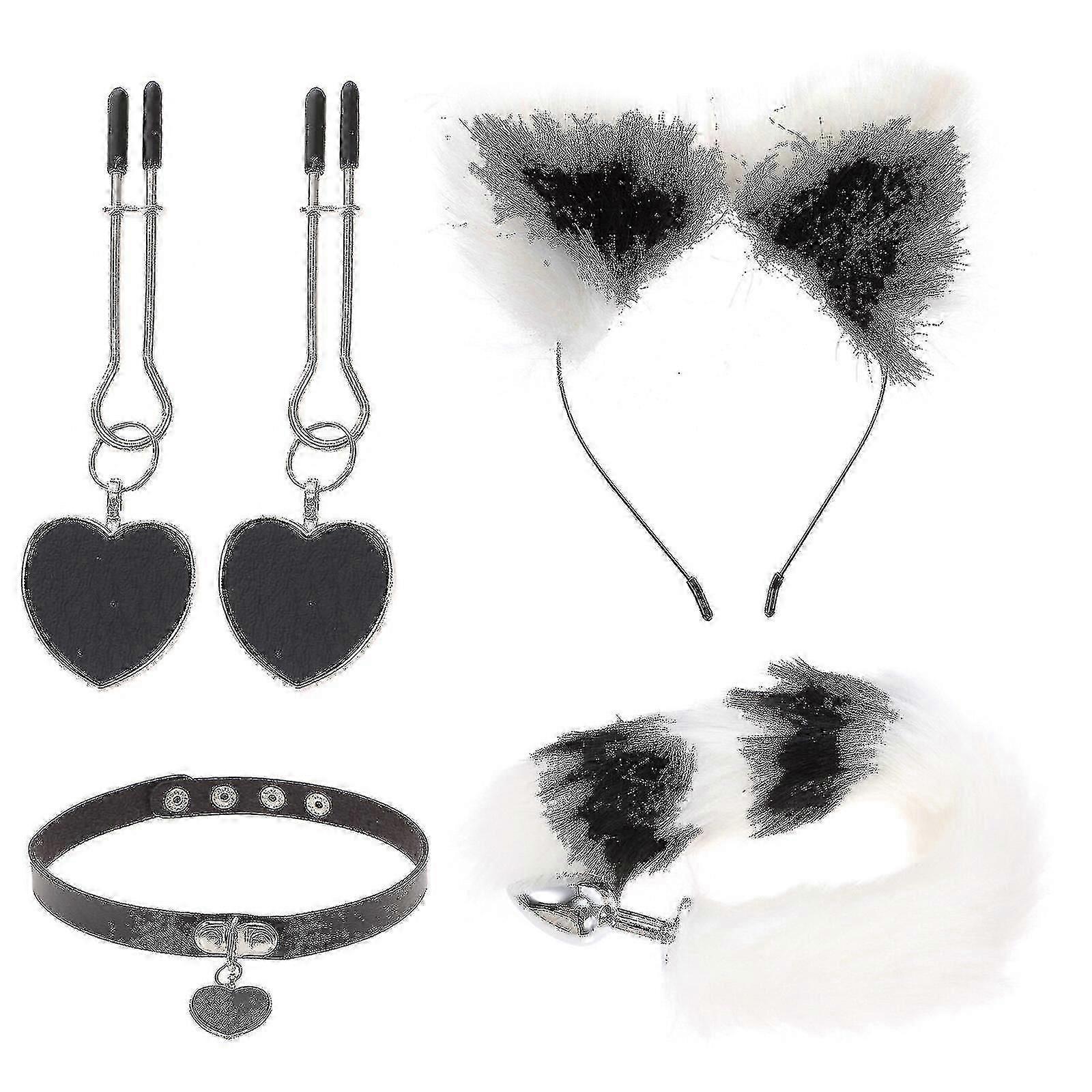 1セットの女性のテールプラグの毛皮のような尾のコスプレの耳のヘッドバンドのコスプレコスチュームの付属品