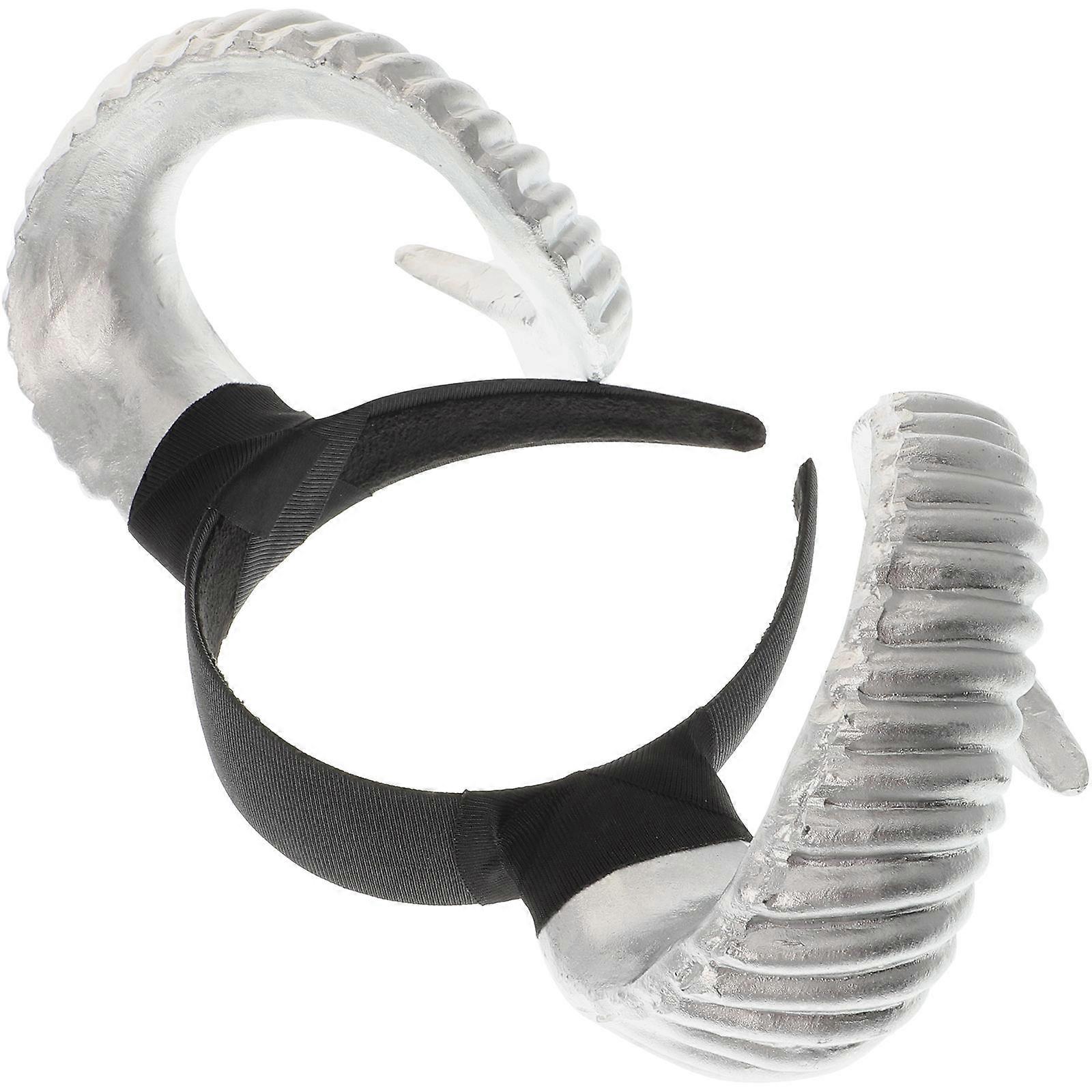 Silver Plastic Party Hair Hoop with Sheep Horn Design for Decoration and Photo Props Lightweight and Firm Fit