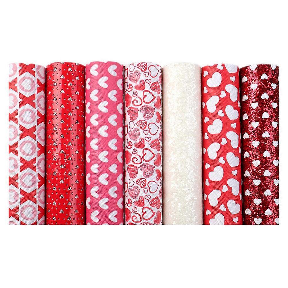 PU Fabric Sheets Handmade Projects Valentine's Day Gifts Durable Cuttable Heart Shape 7Pack