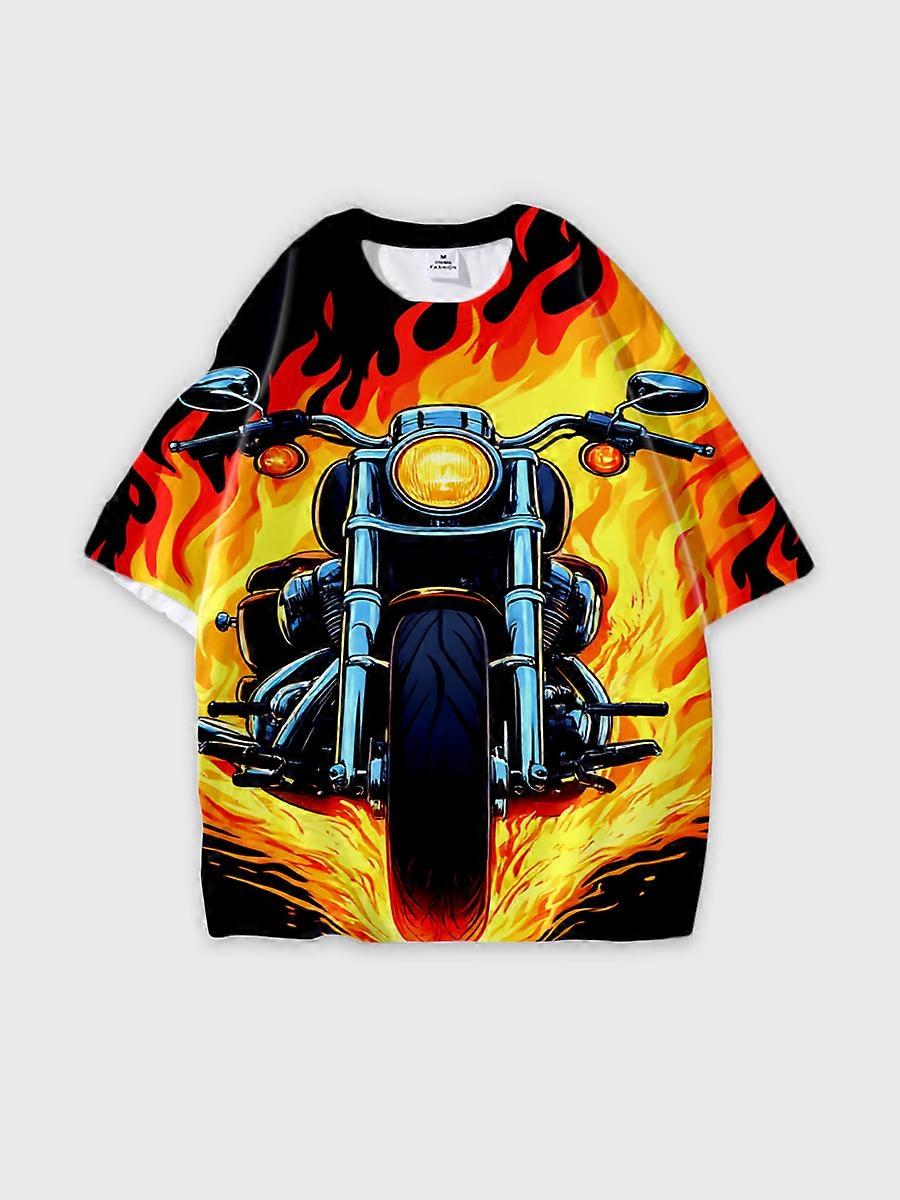 T-shirt round neck Pattern loose short sleeve E473