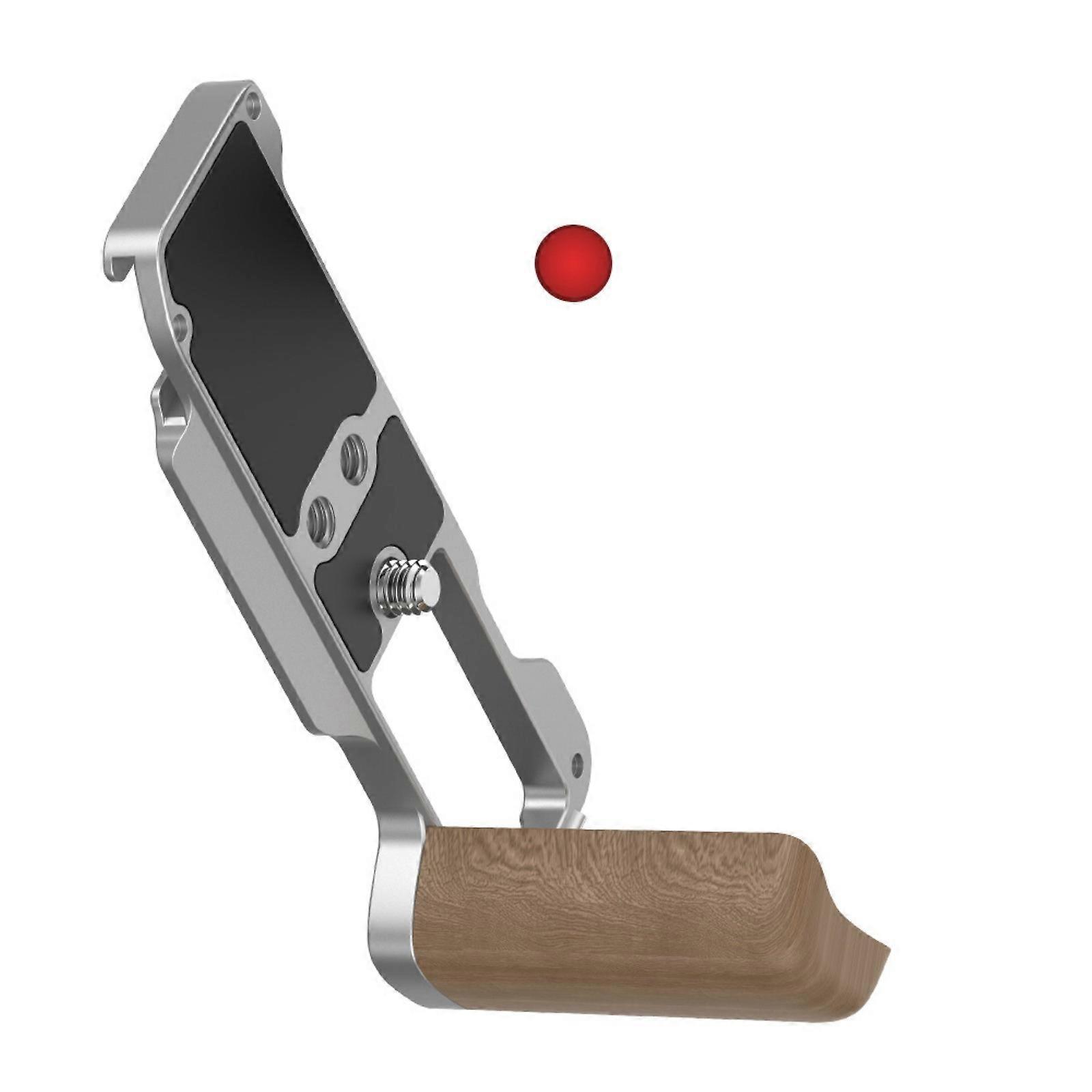 L Shape Camera Grip Handgrip with Wood Handle and Quick Release Plate QR Plate  Silver
